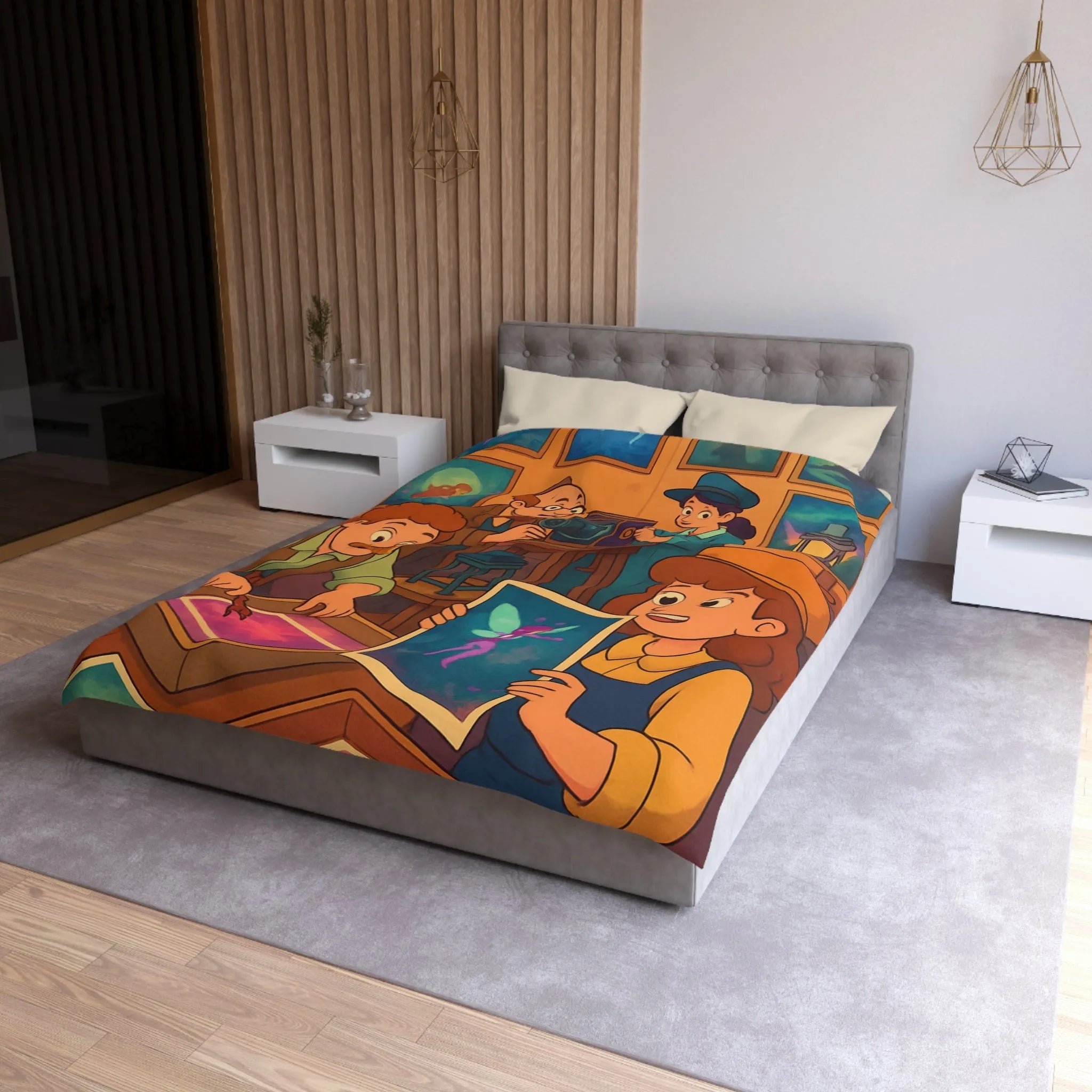 Housse de Couette Microfibre Art Graphique Contemporain Style Décoratif Chambre Tendance