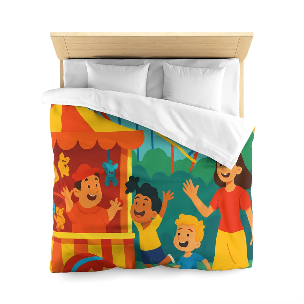 Housse de couette amusante pour enfants avec parc d'attractions coloré et joyeux