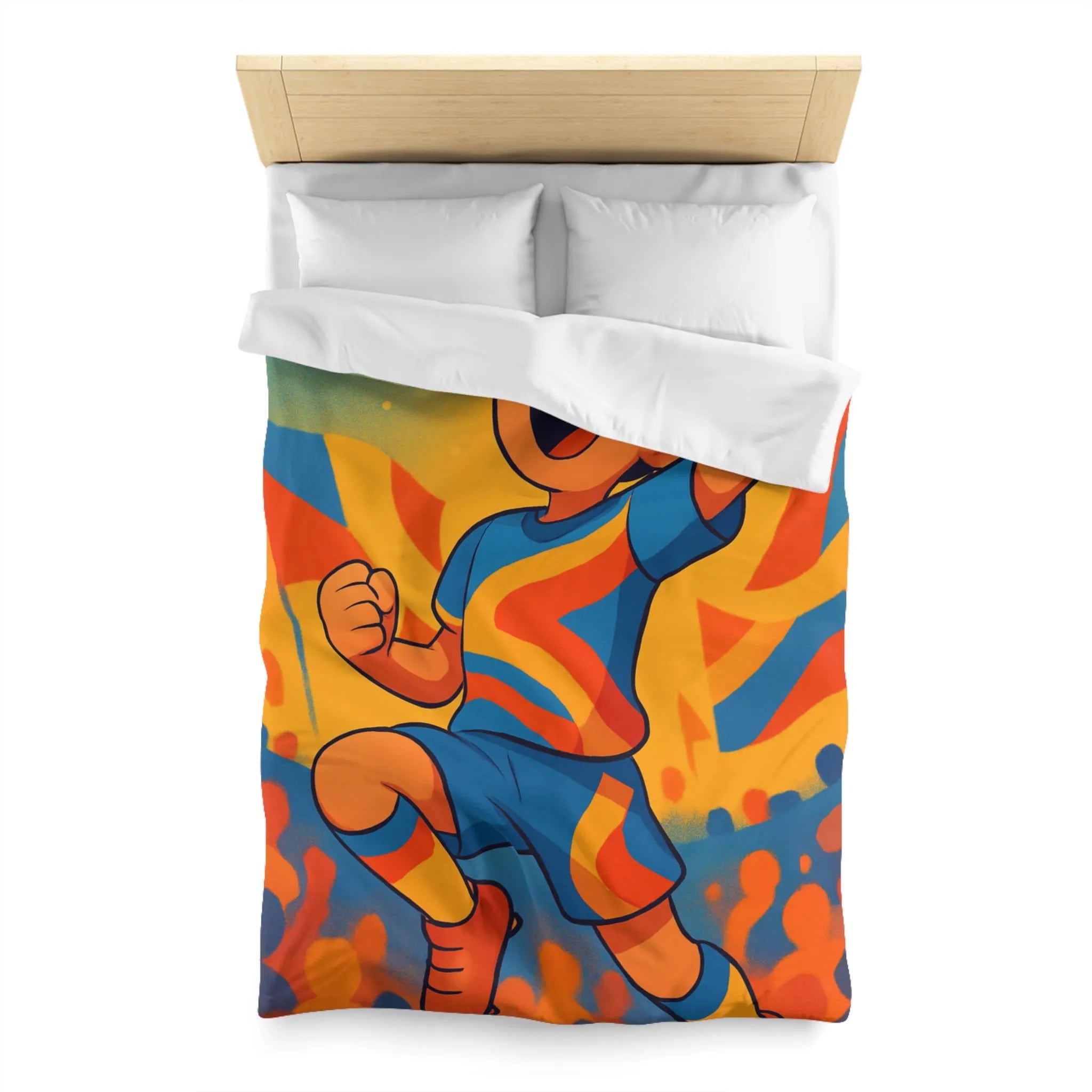 Housse de Couette Dynamique Enfant Football Motif Coloré Supporters Joie Match Gagnant