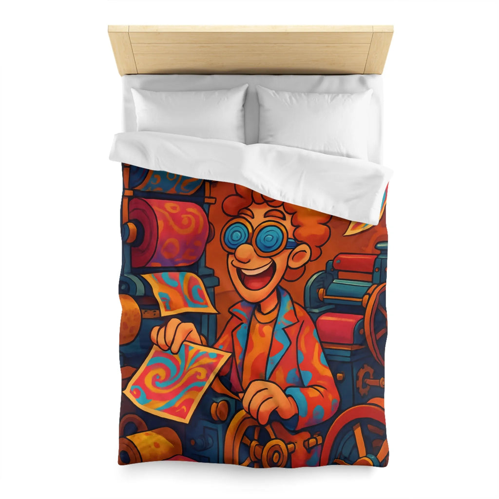 Housse de Couette Artistique avec Motifs Tourbillonnants et Couleurs Vives Pour Ambiance Ludique