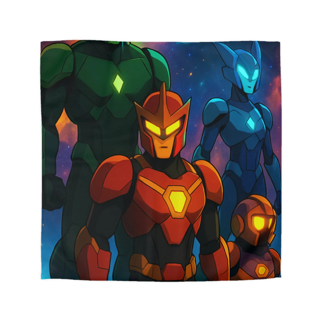 Housse de couette design robots colorés pour chambre thème espace et science-fiction