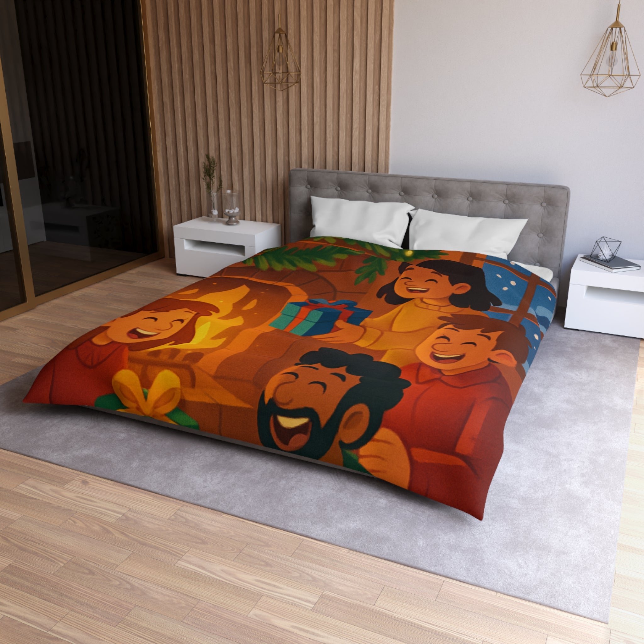 Housse de Couette Microfibre Motif Créatif Original Style Contemporain Chambre Élégante