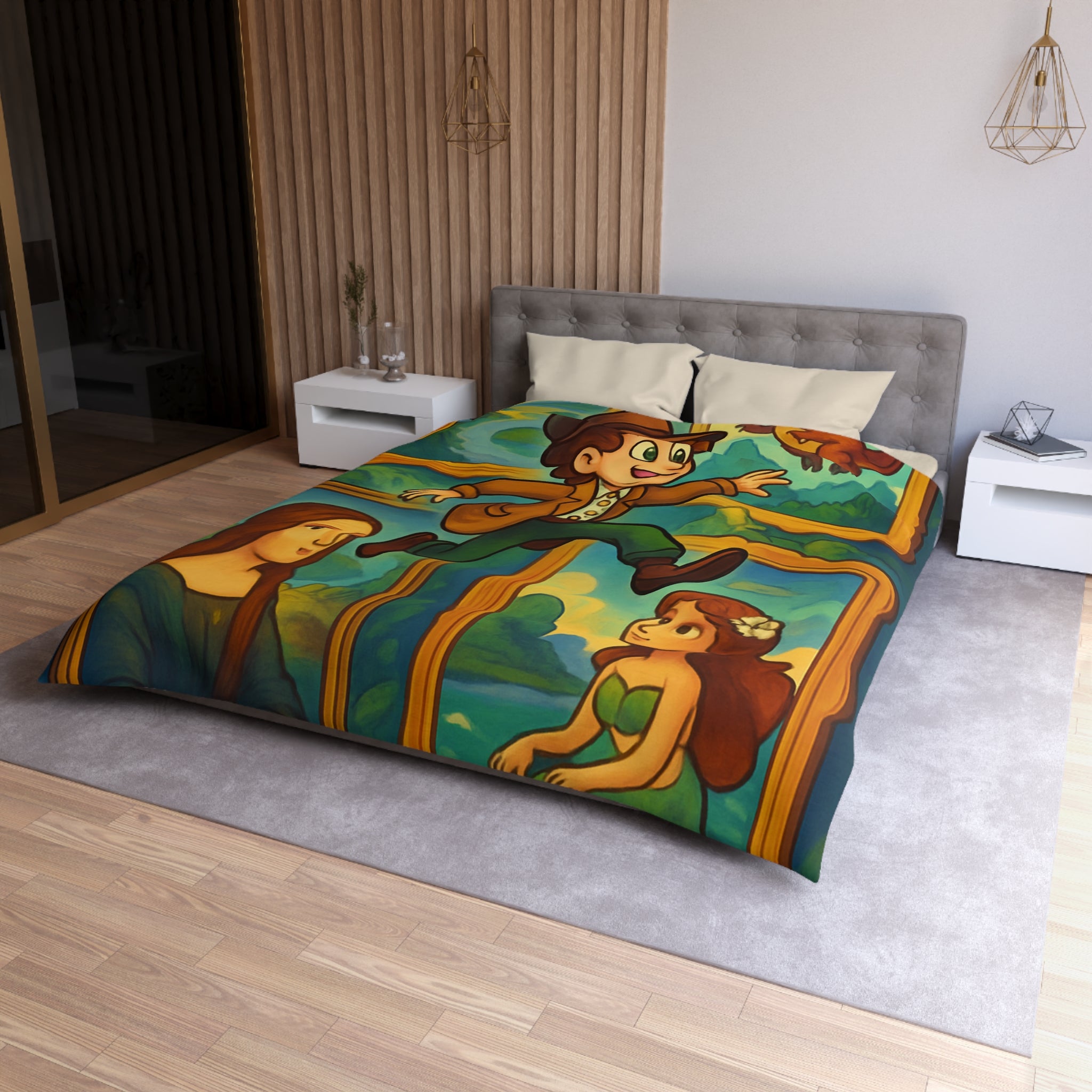 Housse de Couette Microfibre Design Artistique Moderne Décoration Chambre Confort Premium