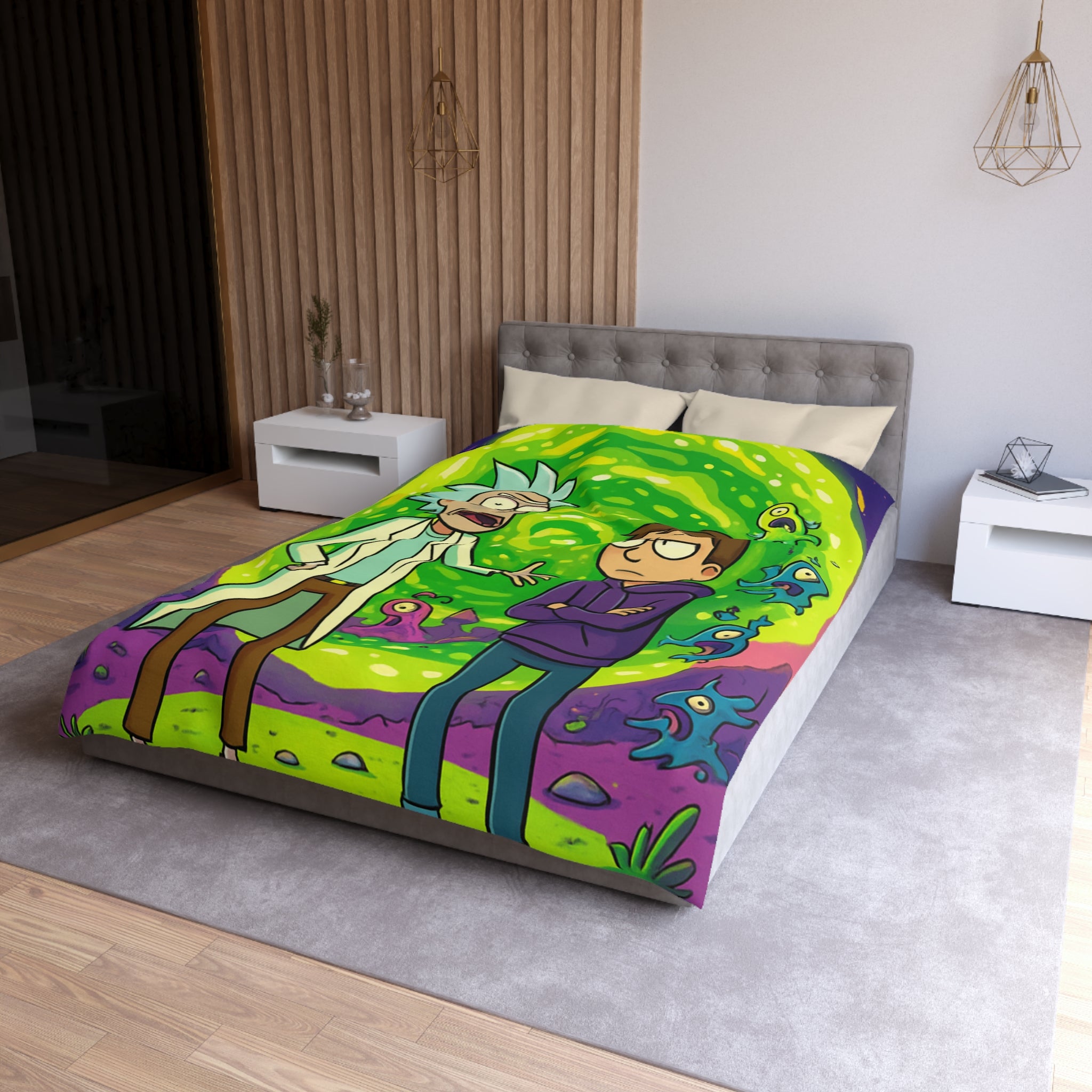 Housse de Couette Microfibre Motif Créatif Original Style Contemporain Chambre Élégante