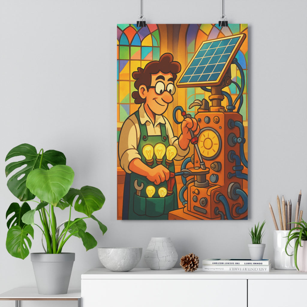 Poster décoratif cartoon lumineux vert jaune joyeux bureau enfant créatif inspiration art format 30x46