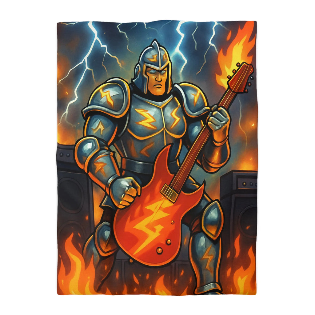 Housse de couette guerrier électrique avec guitare enflammée pour chambre rock intense