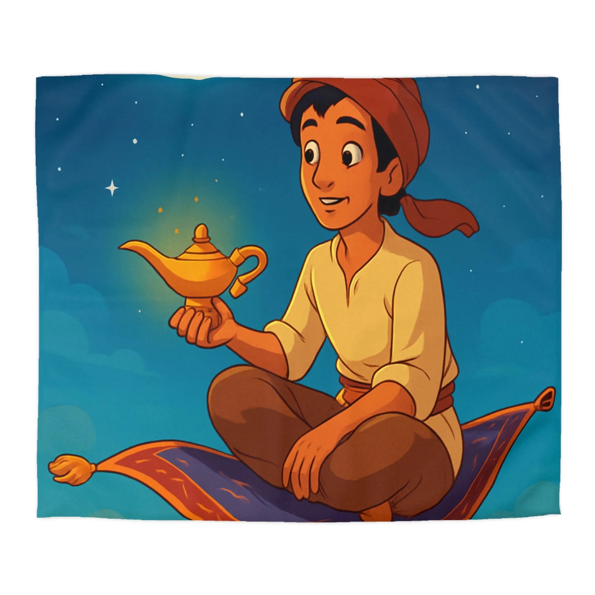 Housse de couette magique thème oriental avec tapis volant et ciel étoilé