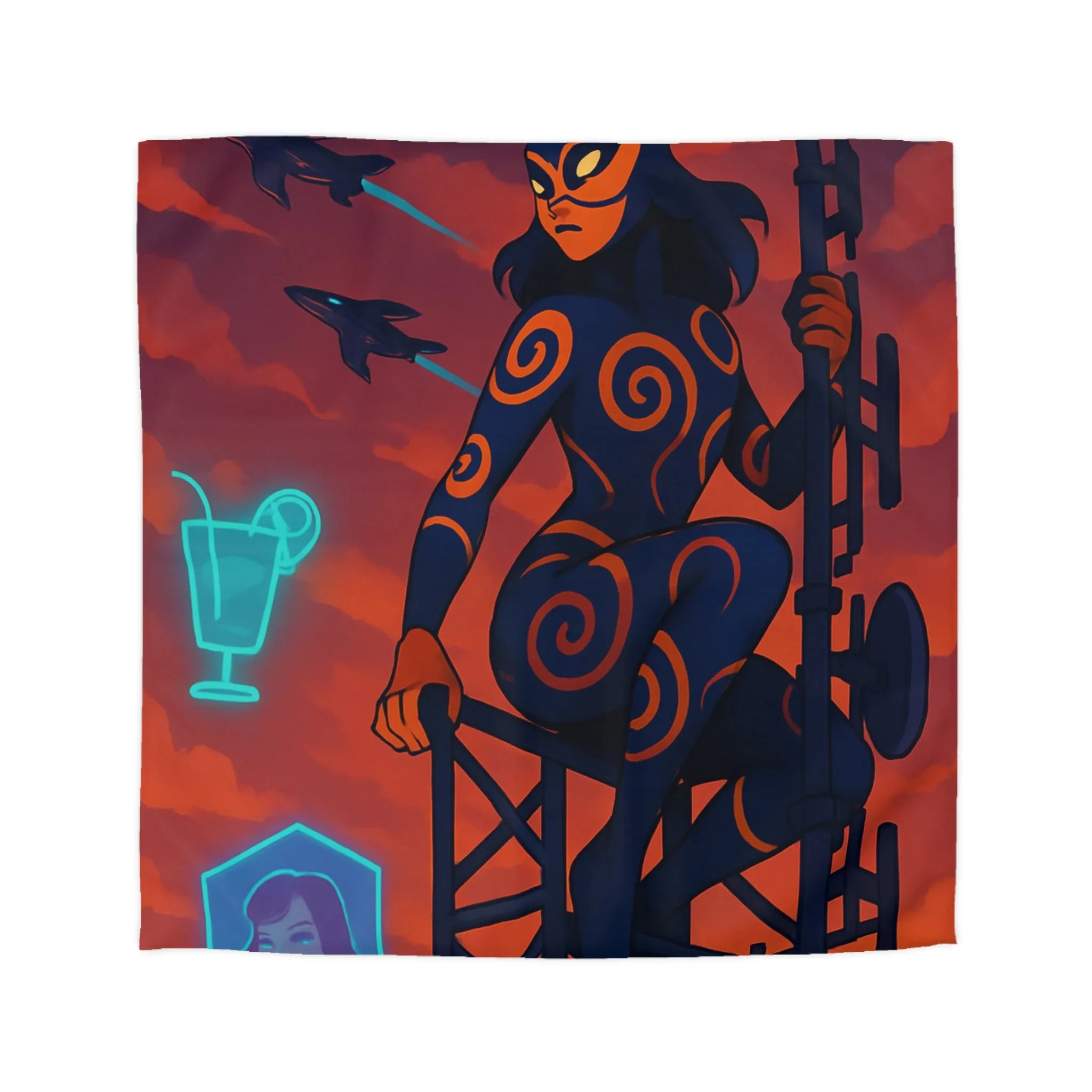 Housse de Couette Microfibre Art Graphique Contemporain Style Décoratif Chambre Tendance