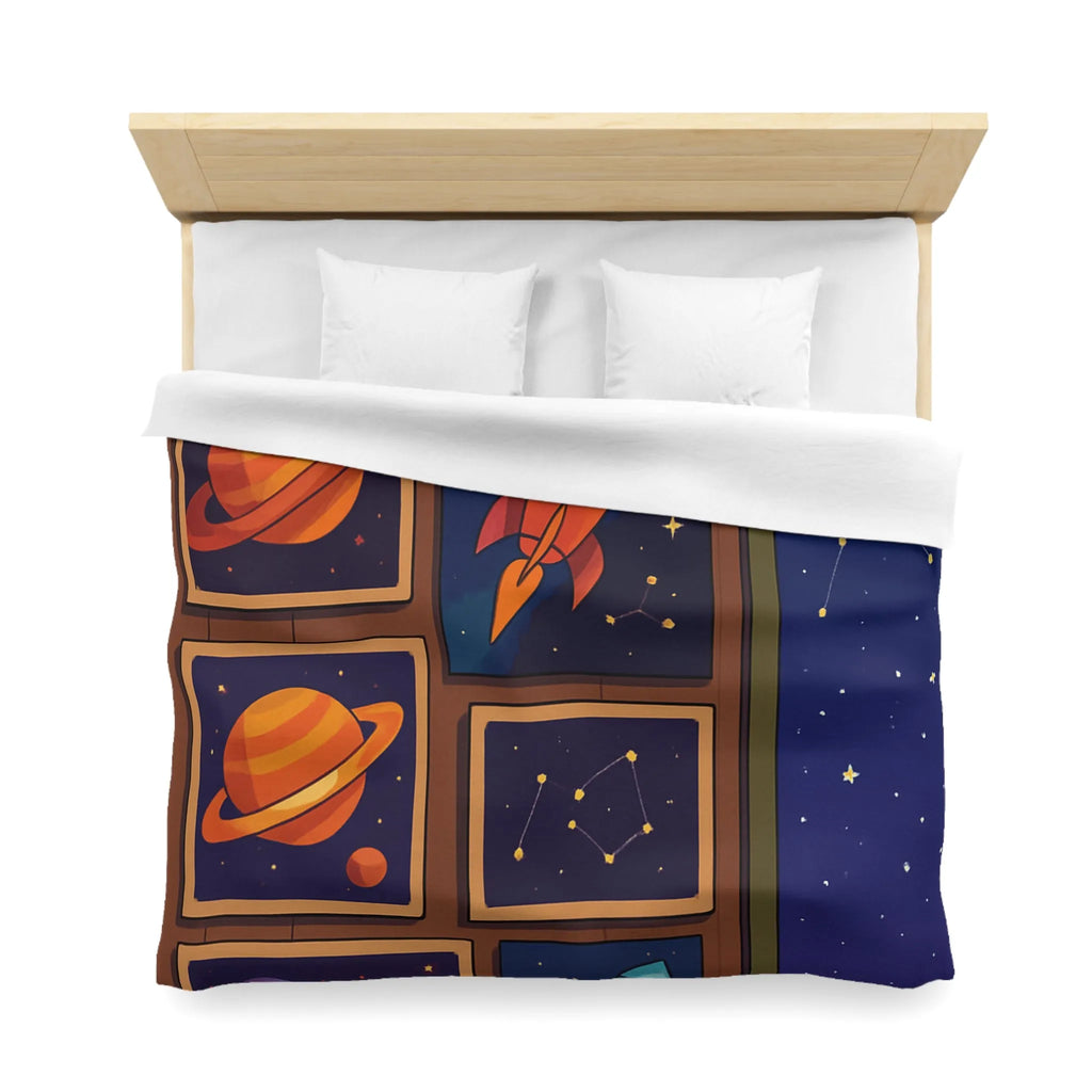 Housse de Couette Espace Coloré avec Fusées et Constellations pour Chambre Enfant