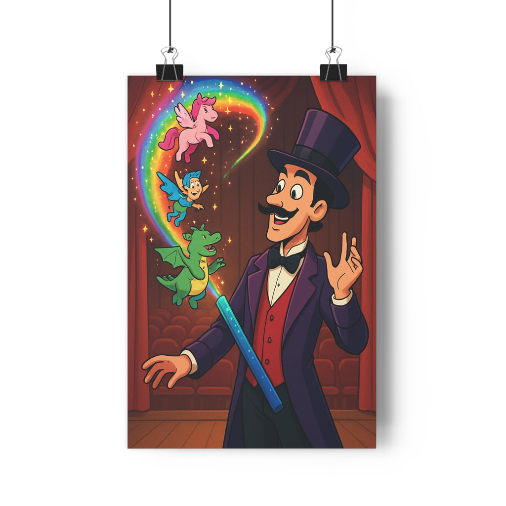 Poster décoratif enchanteur magique violet anime joyeux créatures fantastiques chambre enfant arcenciel coloré qualité