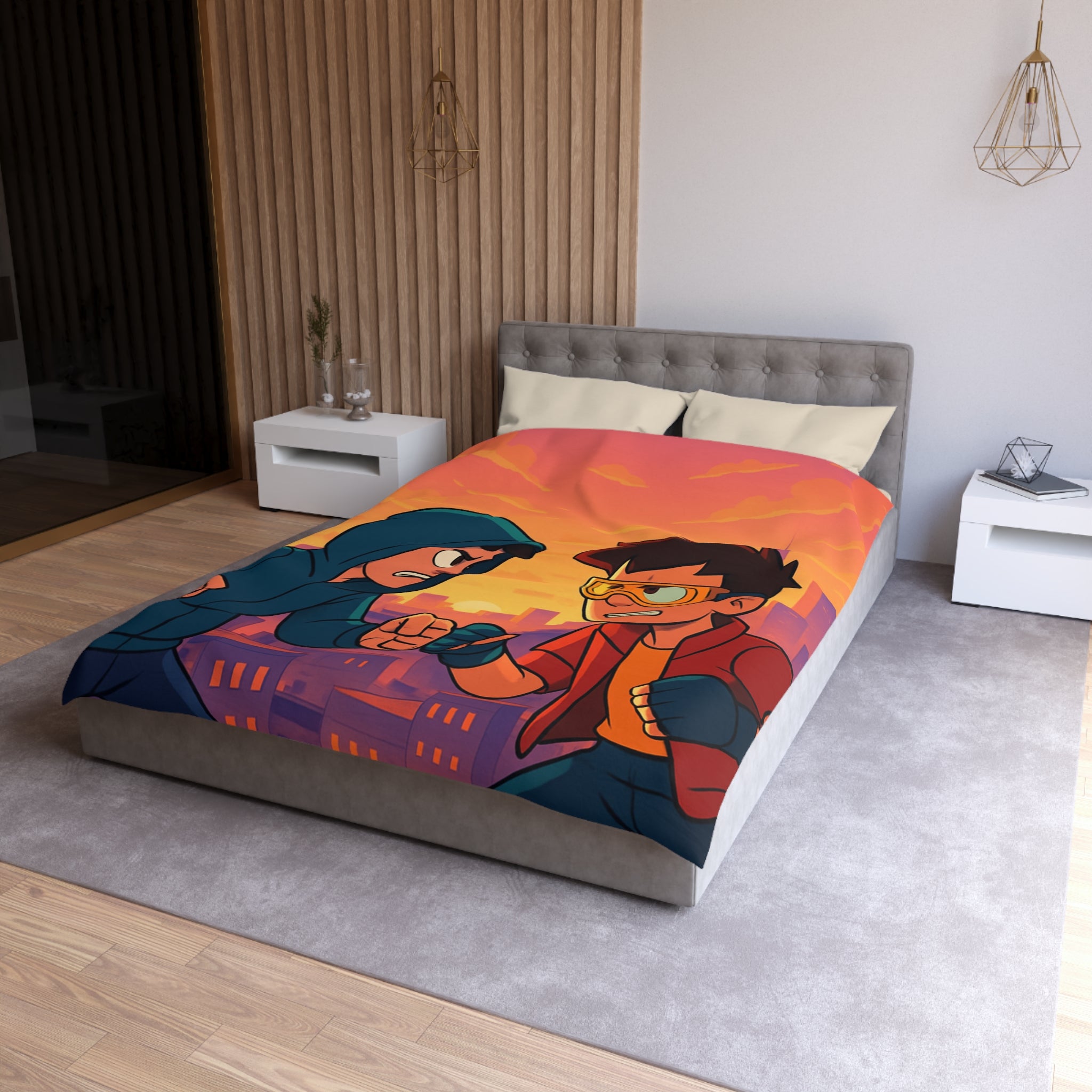 Housse de Couette Microfibre Design Artistique Moderne Décoration Chambre Confort Premium