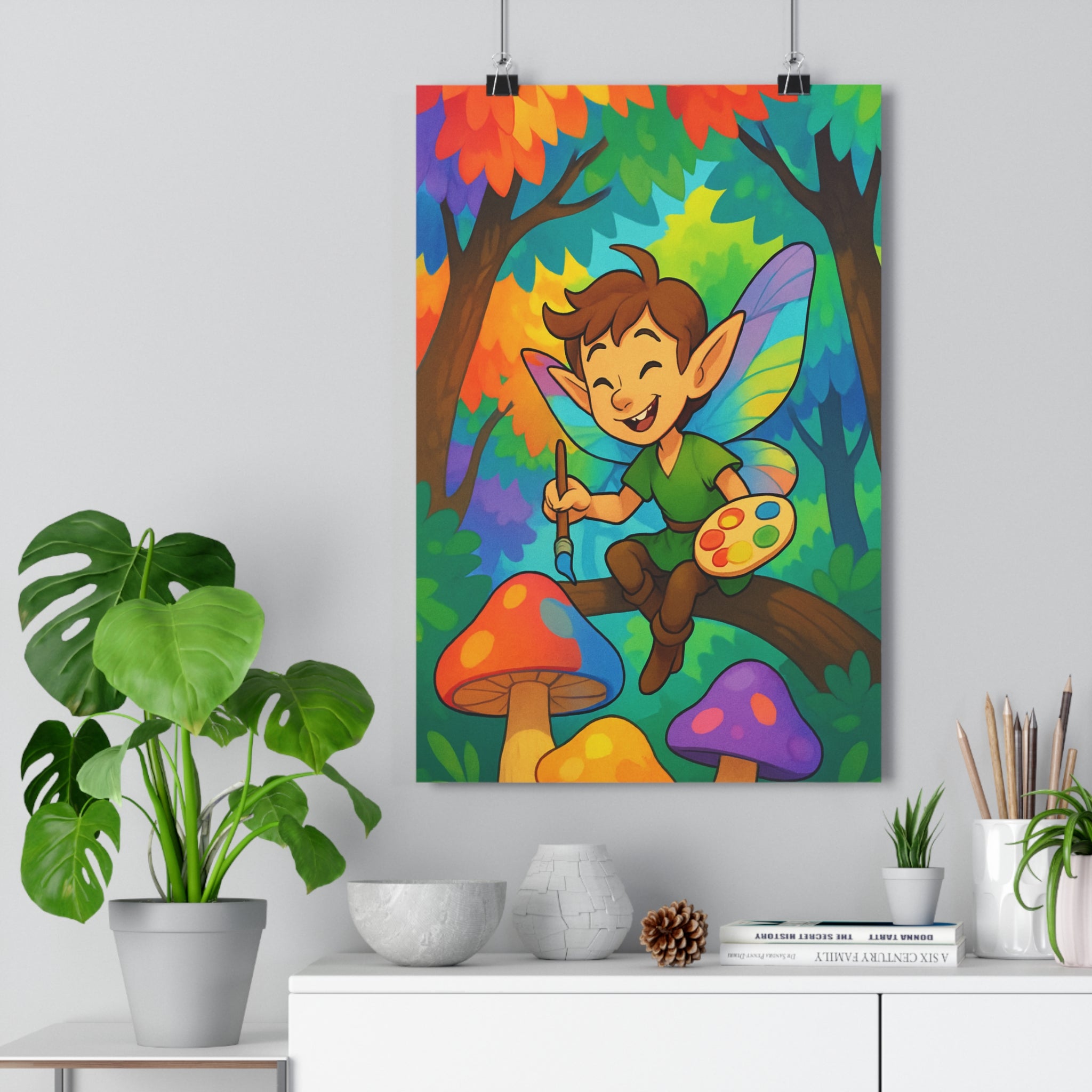 Poster décoratif cartoon multicolore féerique joyeux enfant chambre magique nature vibrant original unique qualité