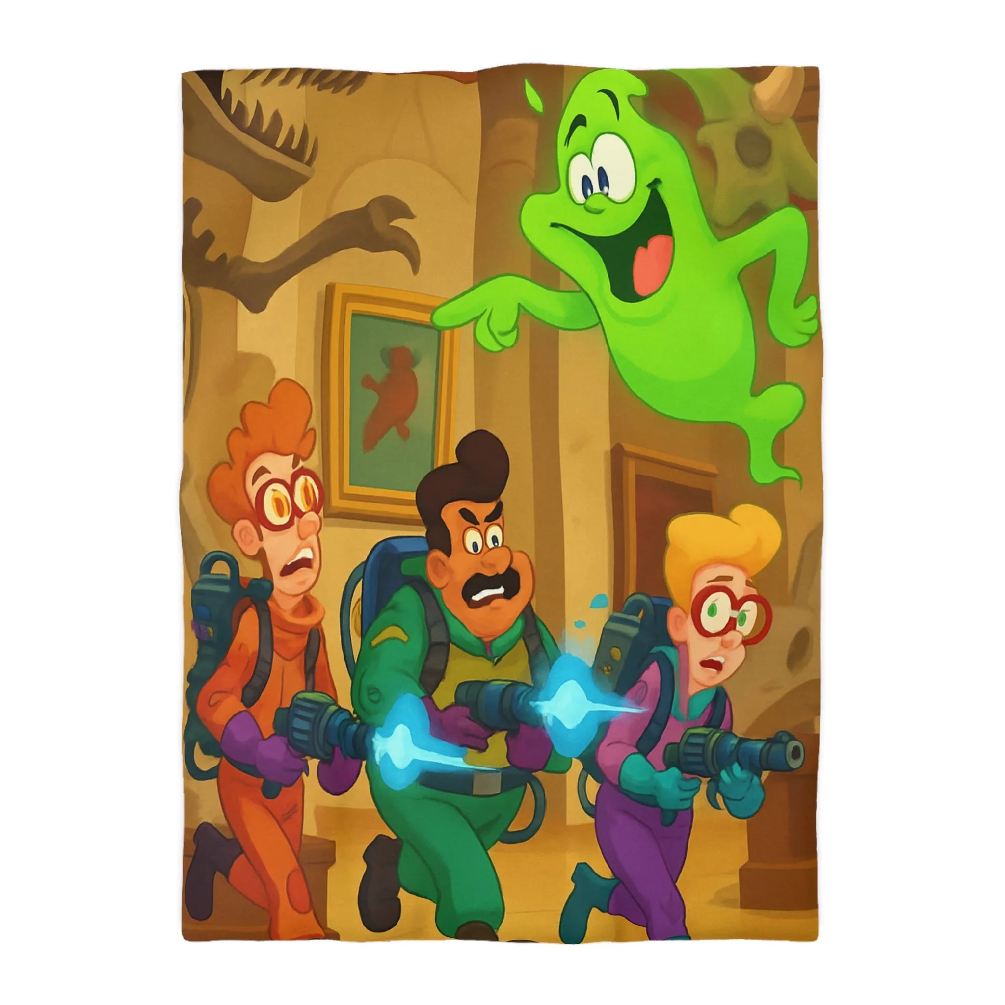 Housse de couette colorée avec chasseurs de fantômes et ambiance amusante de musée