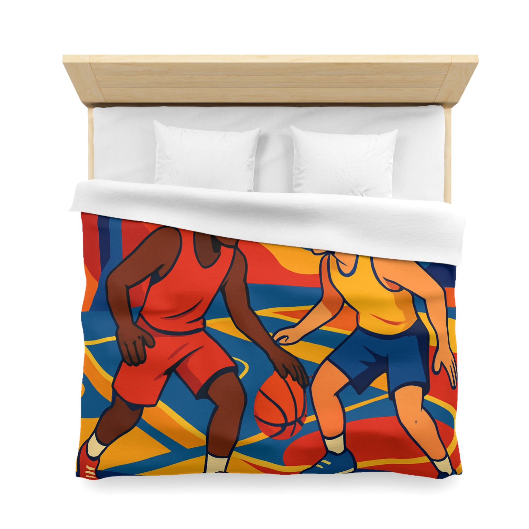 Idée Housse de Couette Basketball Colorée Style Rétro Dynamique pour Chambre Sportive