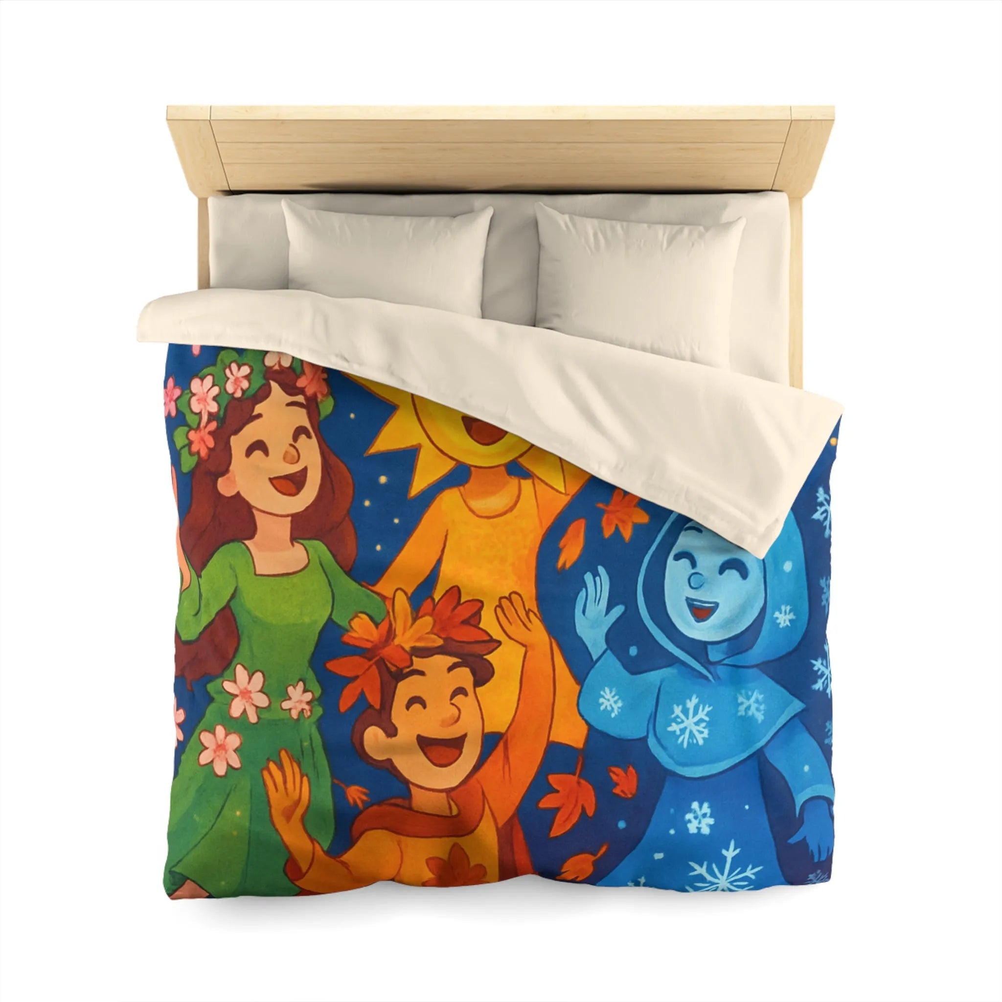 Housse de couette avec illustration festive des quatre saisons en harmonie colorée