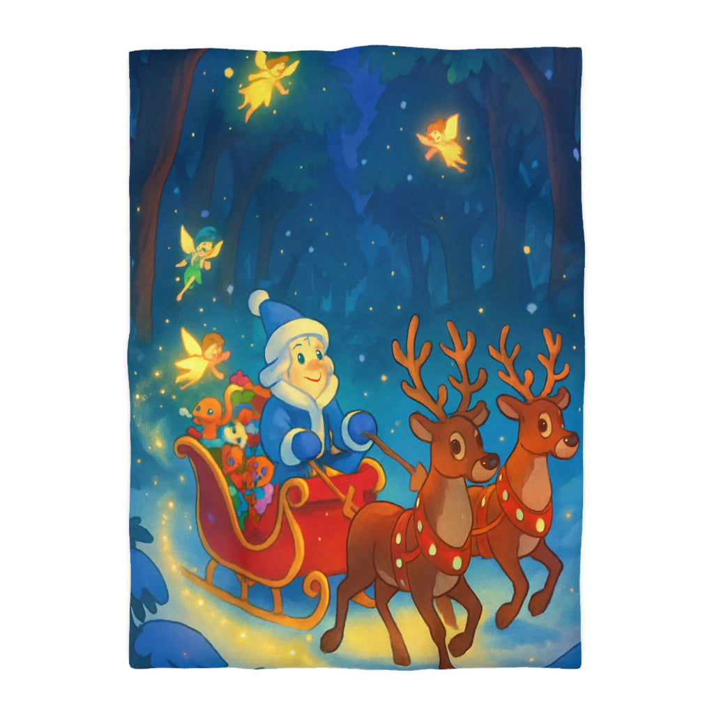 Housse de Couette Enchantée avec Lutin Magique, Fées Lumineuses et Rennes Pétillants dans Forêt