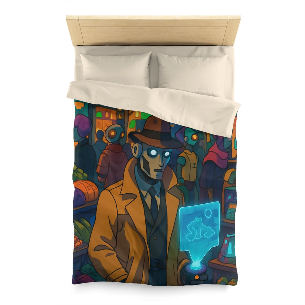 Explorez l'univers rétro-futuriste avec cette housse de couette robotique élégante et colorée