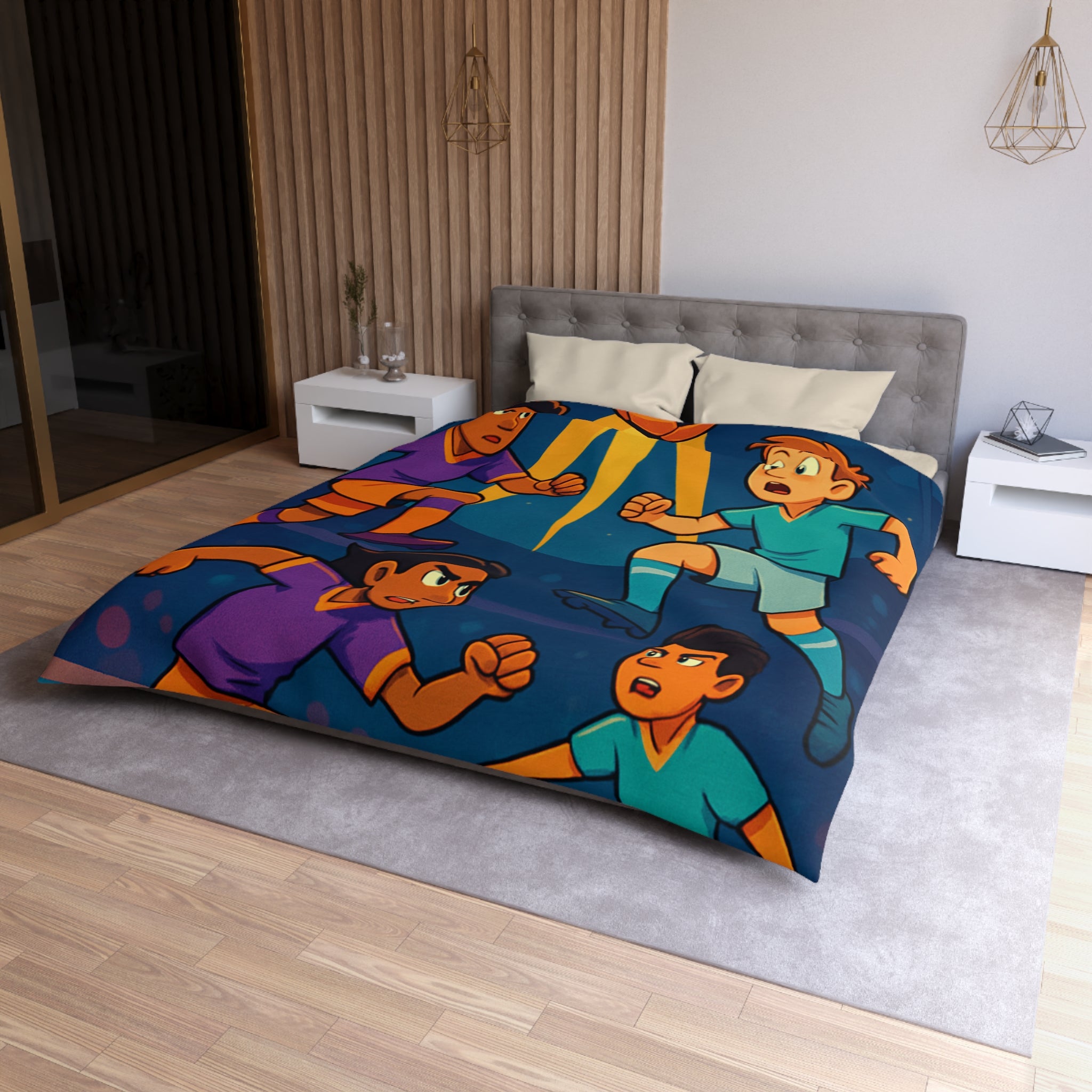 Housse de Couette Thème Football Éclatant pour les Fans de Sports Nocturnes