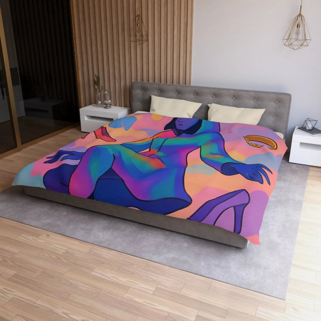 Housse de Couette Microfibre Art Graphique Contemporain Style Décoratif Chambre Tendance