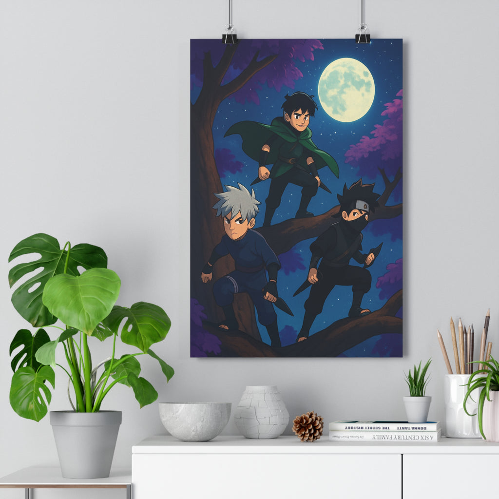 Poster décoratif anime mystique bleu vert violet chambre enfant ambiance mystérieuse moderne unique qualité