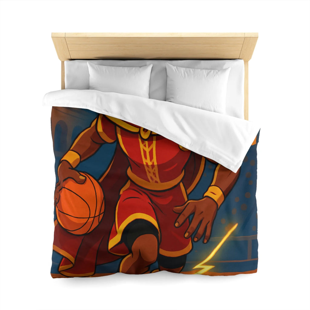 Athlète en Action avec Ballon de Basket dans Arène Lumineuse - Motif Royauté