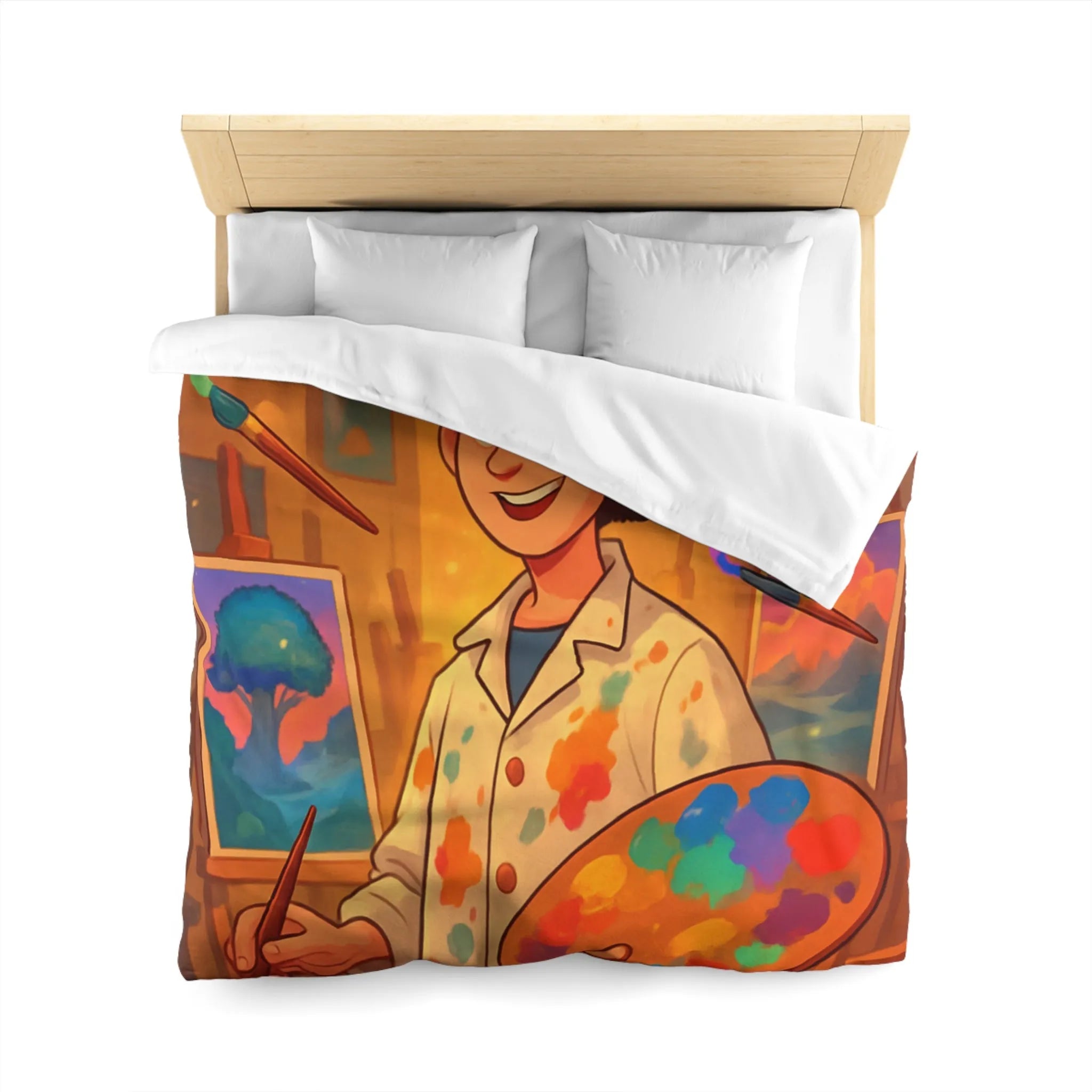 Housse de Couette Microfibre Art Graphique Contemporain Style Décoratif Chambre Tendance
