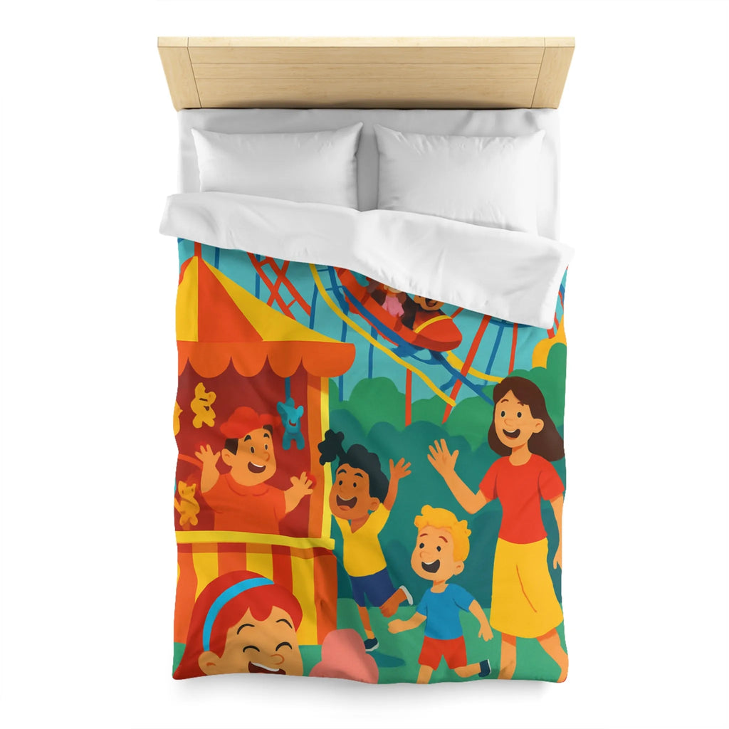Housse de couette amusante pour enfants avec parc d'attractions coloré et joyeux