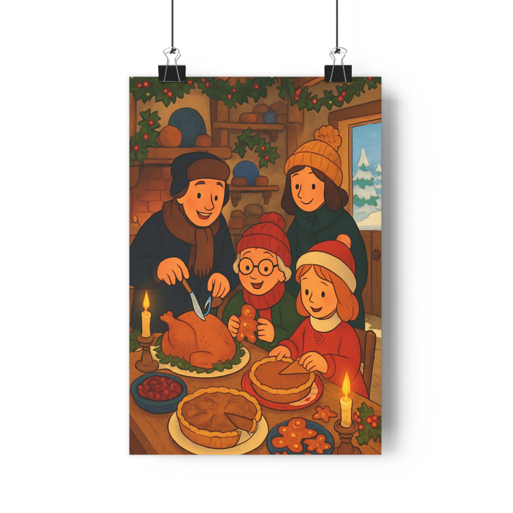 Poster décoratif cartoon joyeux rouge vert hiver salon chambre famille festif cuisine chaleureux tableau
