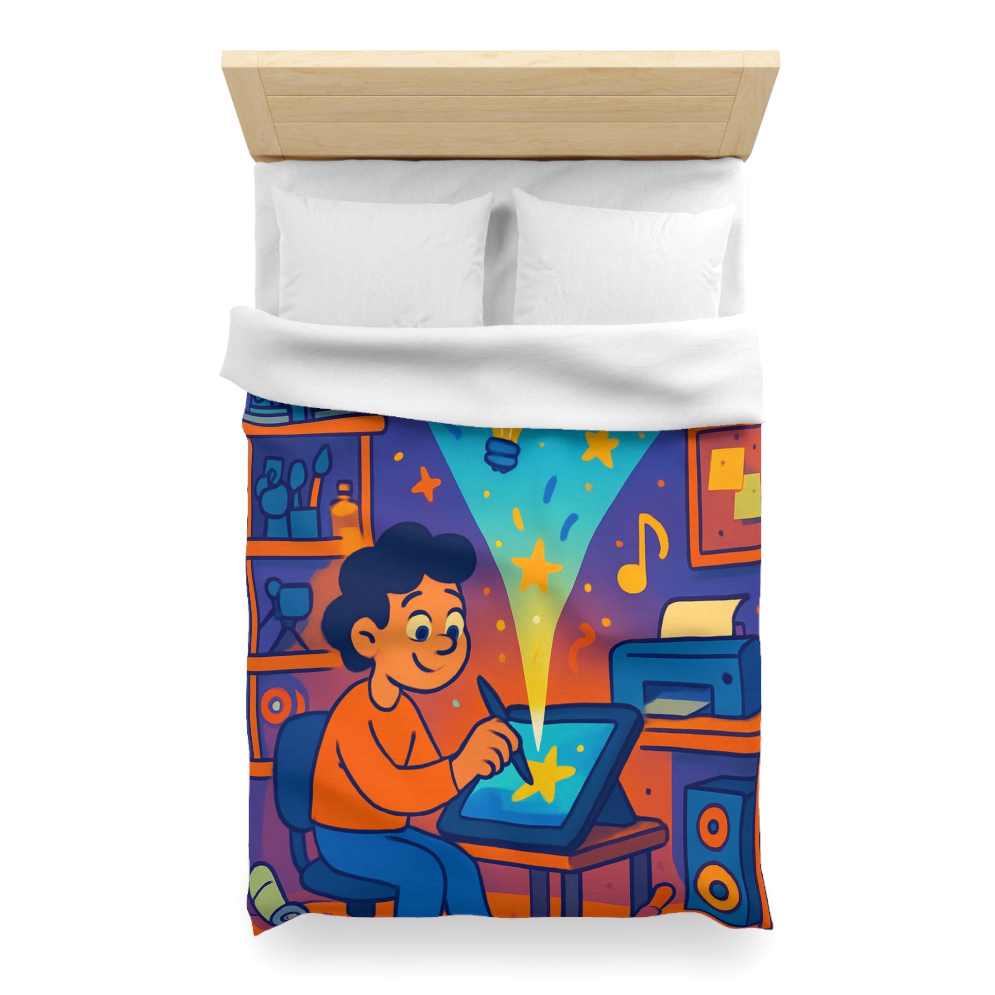 Housse de couette vibrante pour passionnés d'art numérique et créativité éclatante