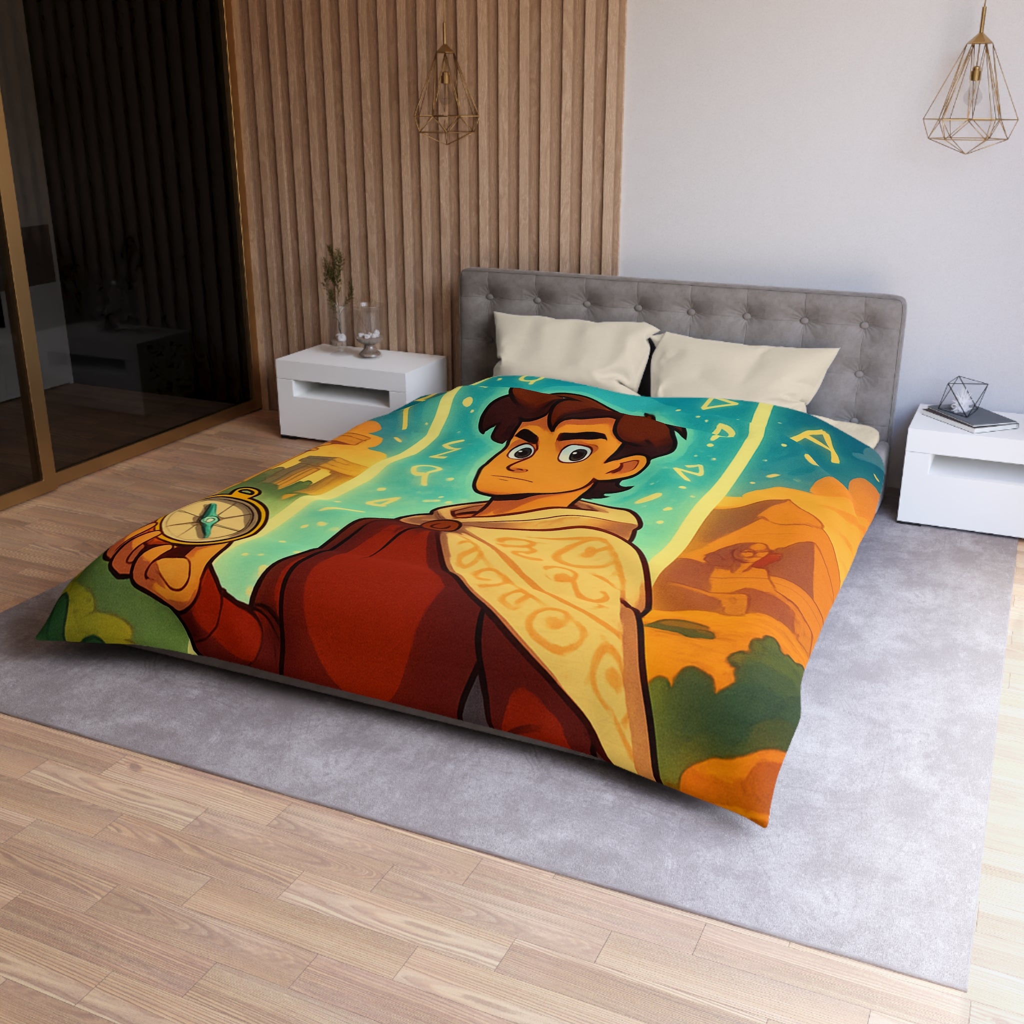 Housse de Couette Microfibre Design Artistique Moderne Décoration Chambre Confort Premium