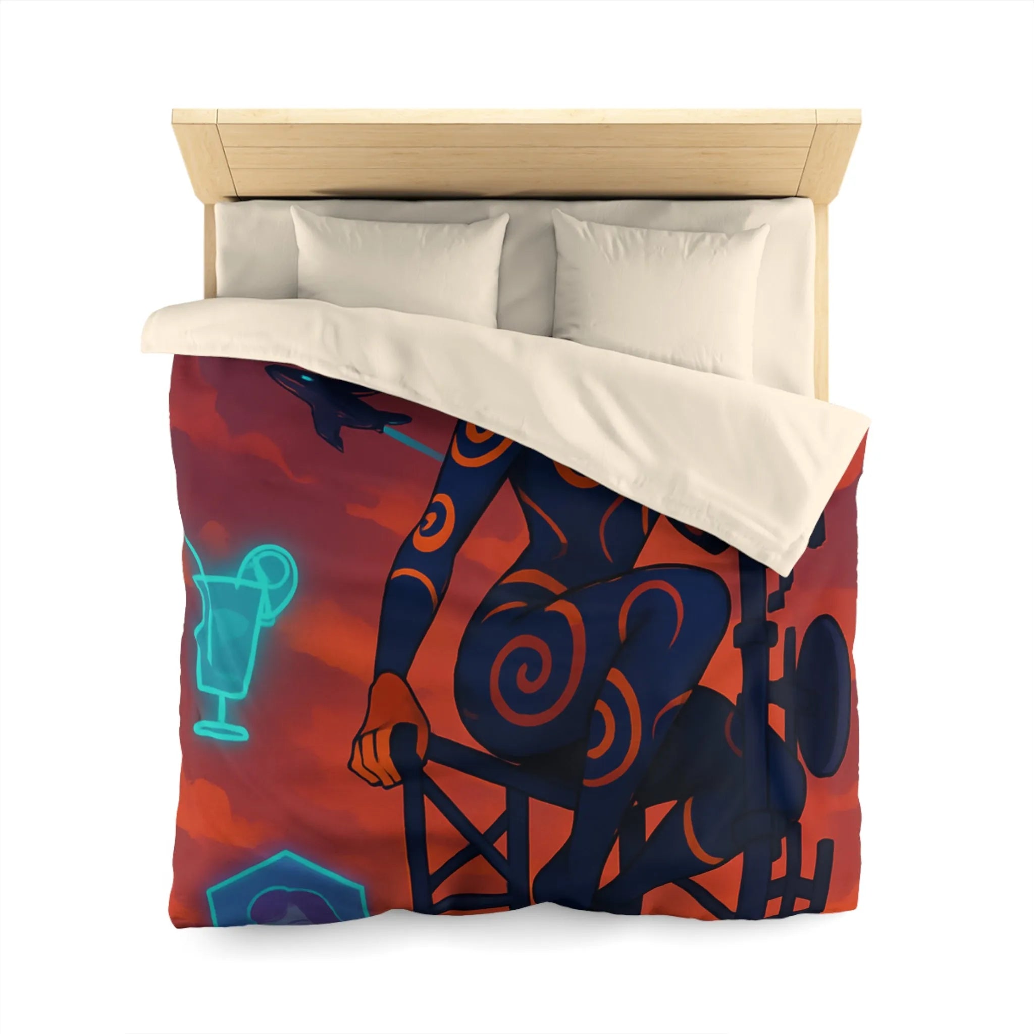 Housse de Couette Microfibre Art Graphique Contemporain Style Décoratif Chambre Tendance