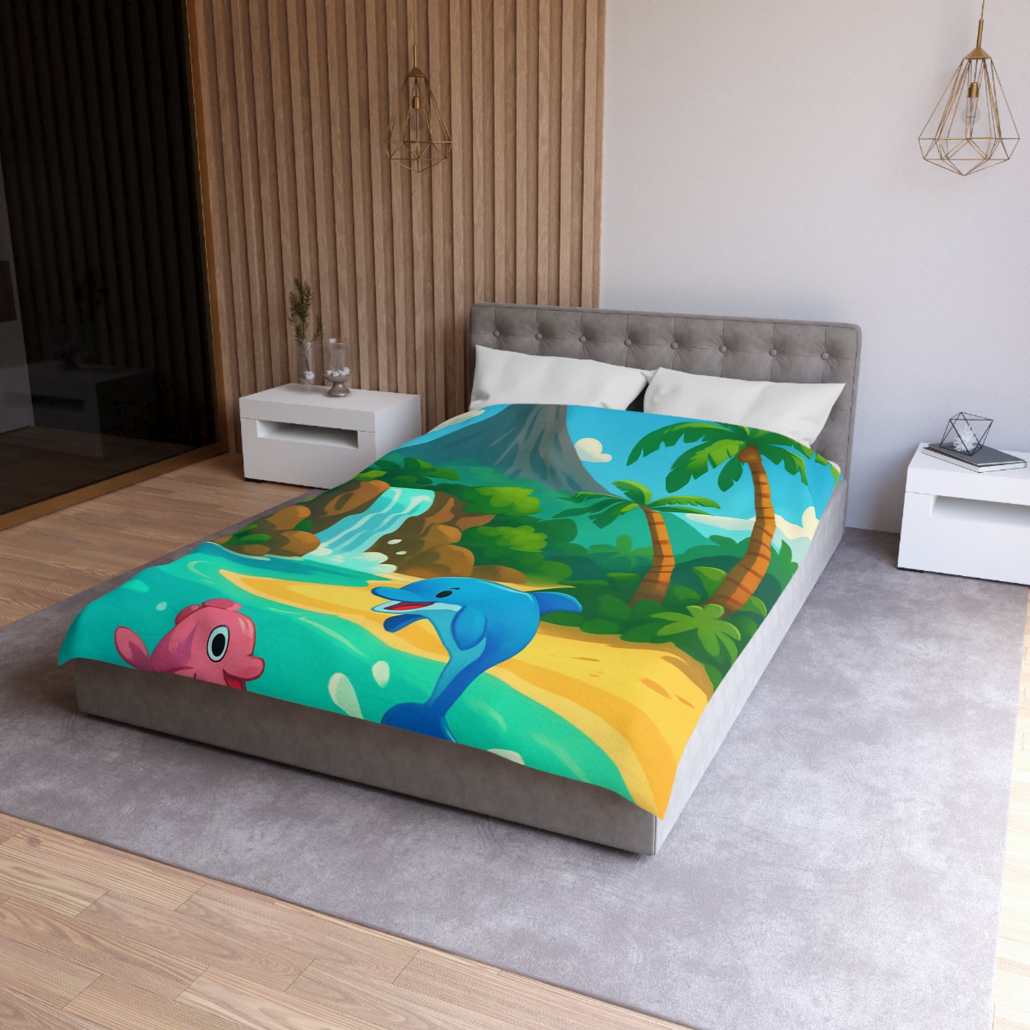 Housse de Couette Microfibre Motif Créatif Original Style Contemporain Chambre Élégante