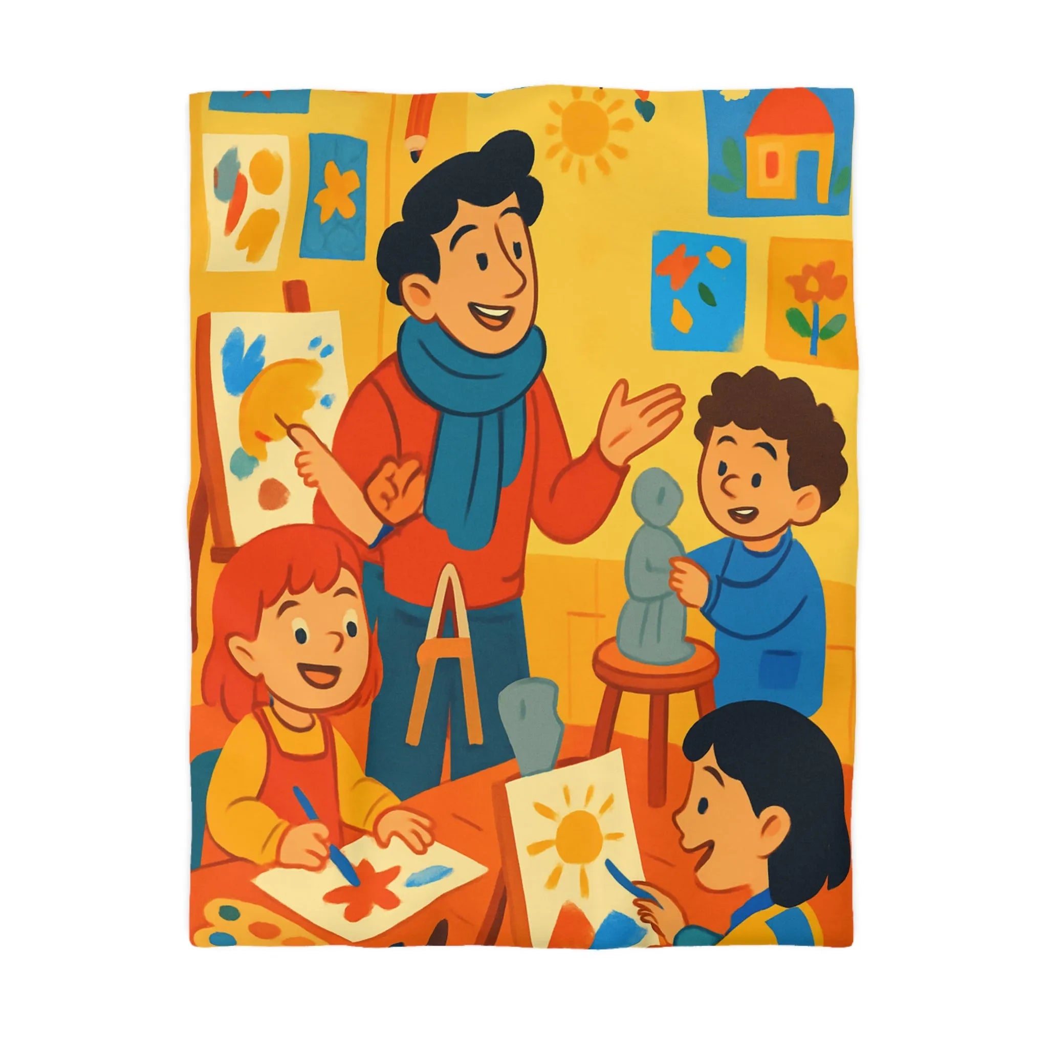 Enchantez votre chambre avec une housse de couette colorée pour enfants sur le thème artistique