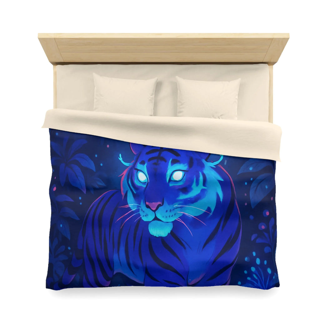 Housse De Couette Fantastique Tigre Bleu Azur Ambiance Nocturne Magique et Envoûtante