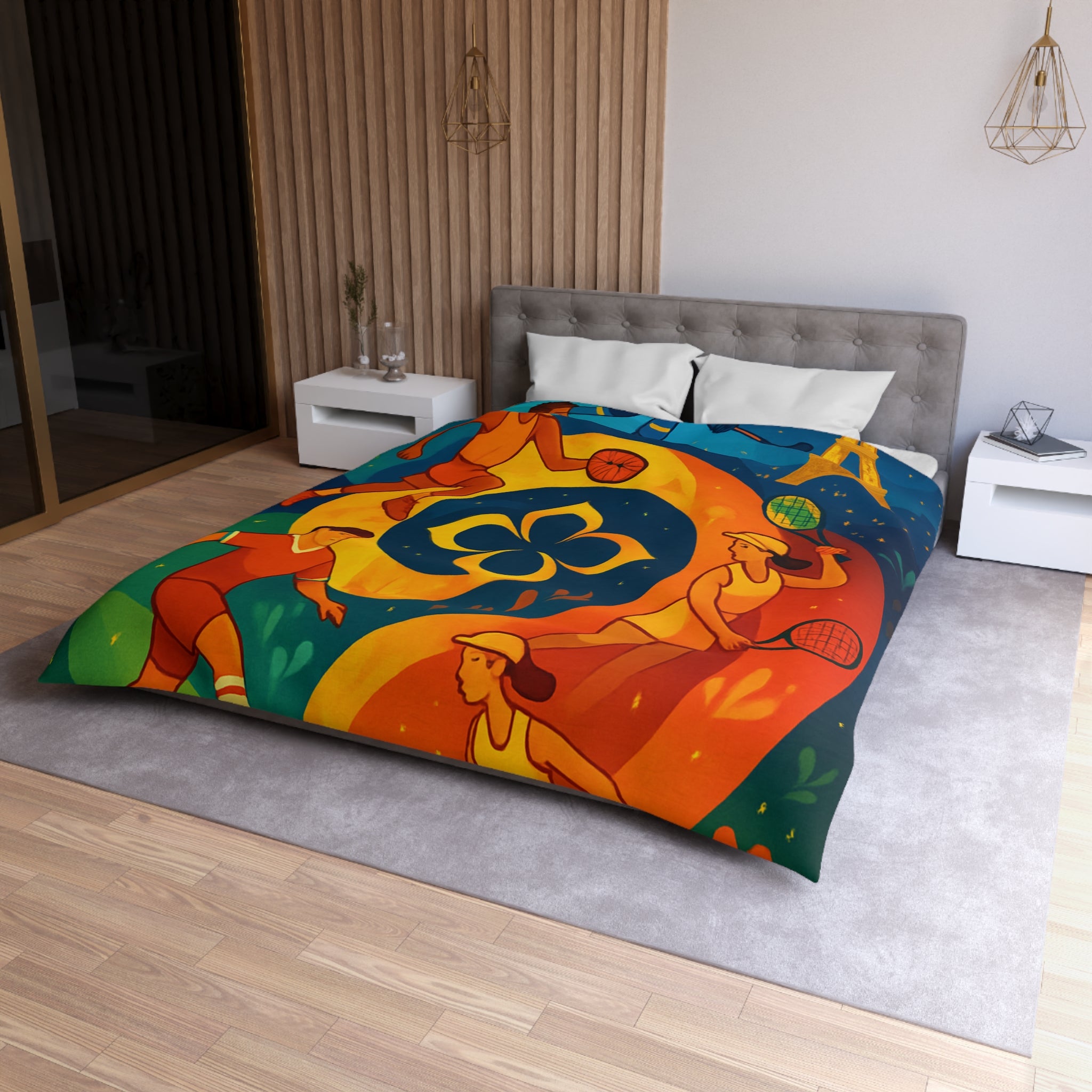 Housse de Couette Microfibre Illustration Unique Design Moderne Décoration Intérieure Raffinée