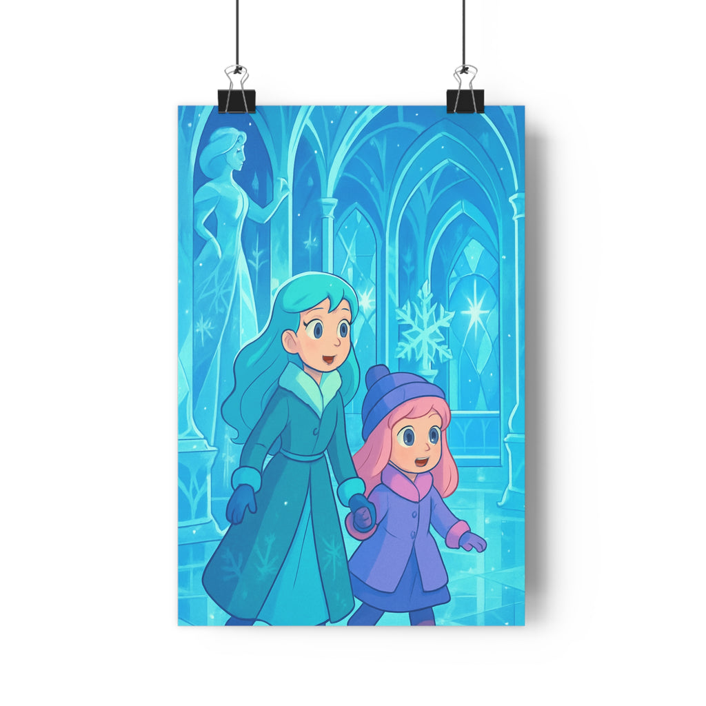 Poster décoratif bleu féerique mystique aventure hivernal chambre enfant moderne exploration palais glace qualité