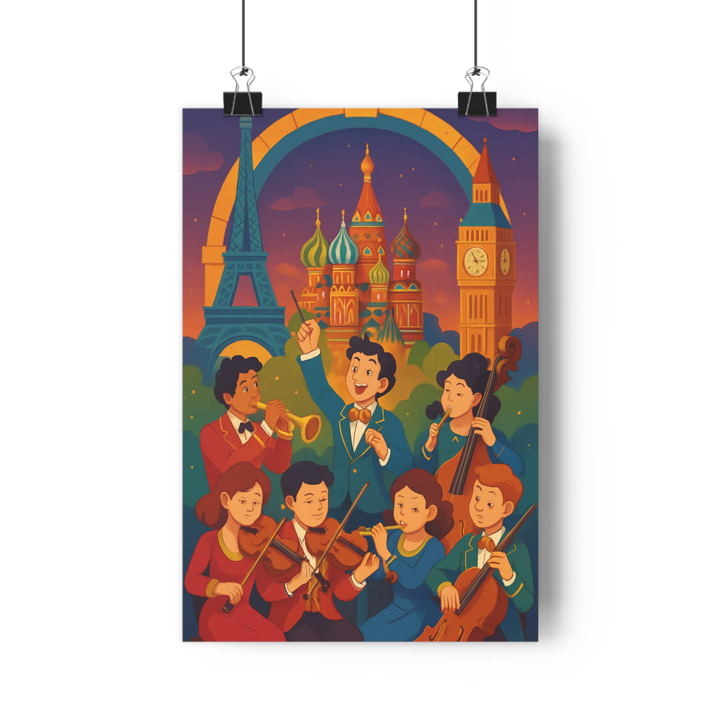 Poster décoratif symphonie européenne joyeux coloré salon musique ambiance festive design art 30x46 cm