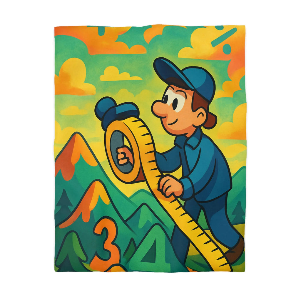 Housse de couette colorée pour enfants avec paysage ludique et motifs géométriques