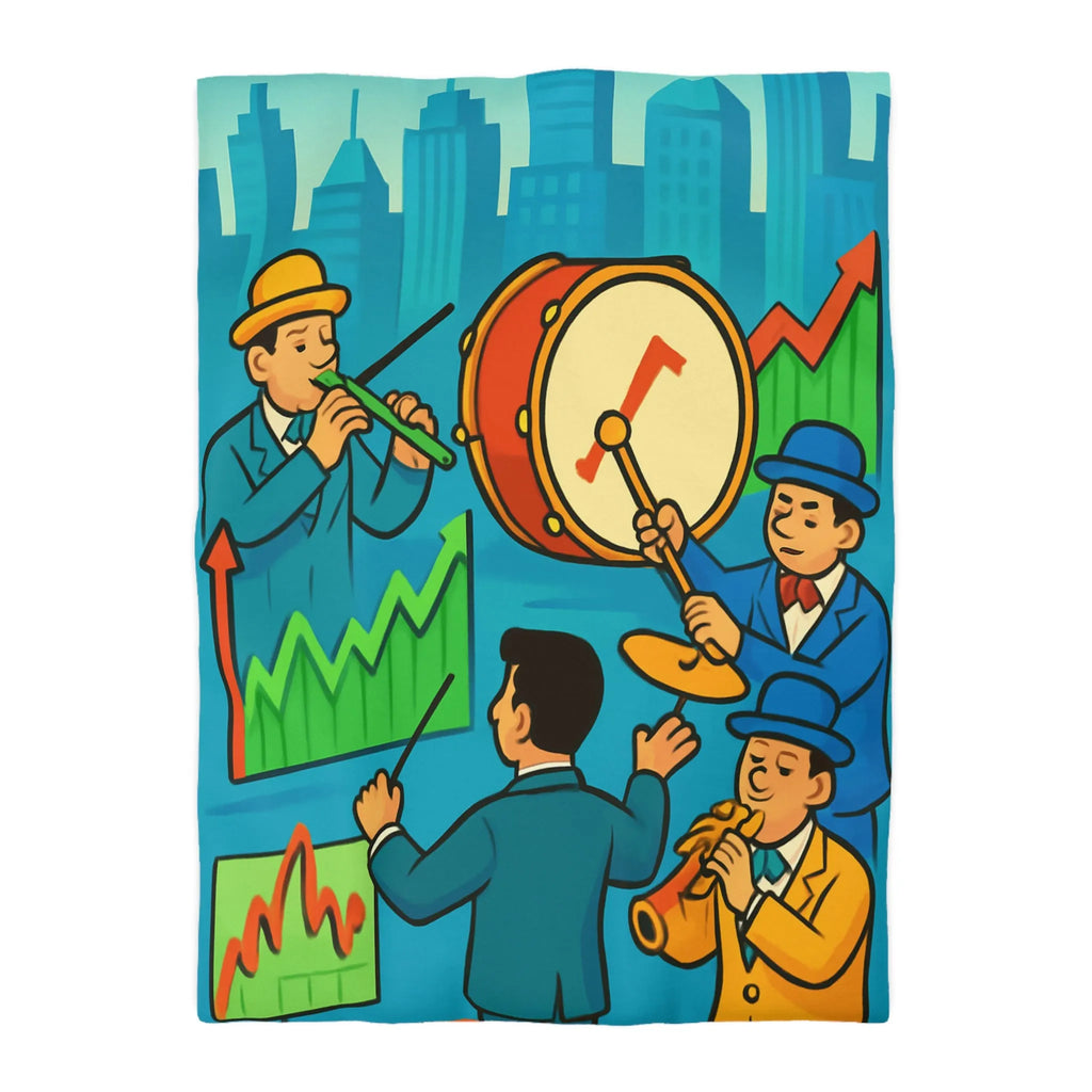 Housse de Couette Design Musiciens et Graphiques de Croissance pour Chambre Moderne