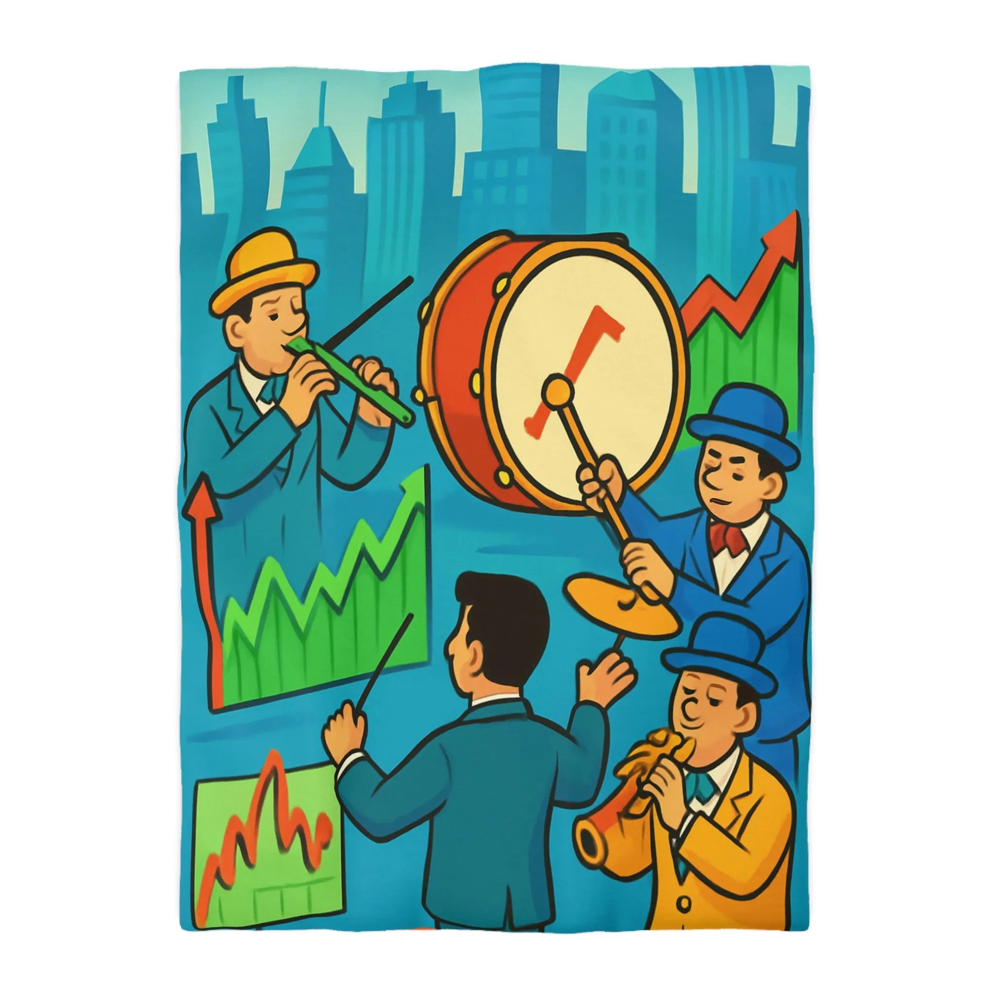 Housse de Couette Design Musiciens et Graphiques de Croissance pour Chambre Moderne