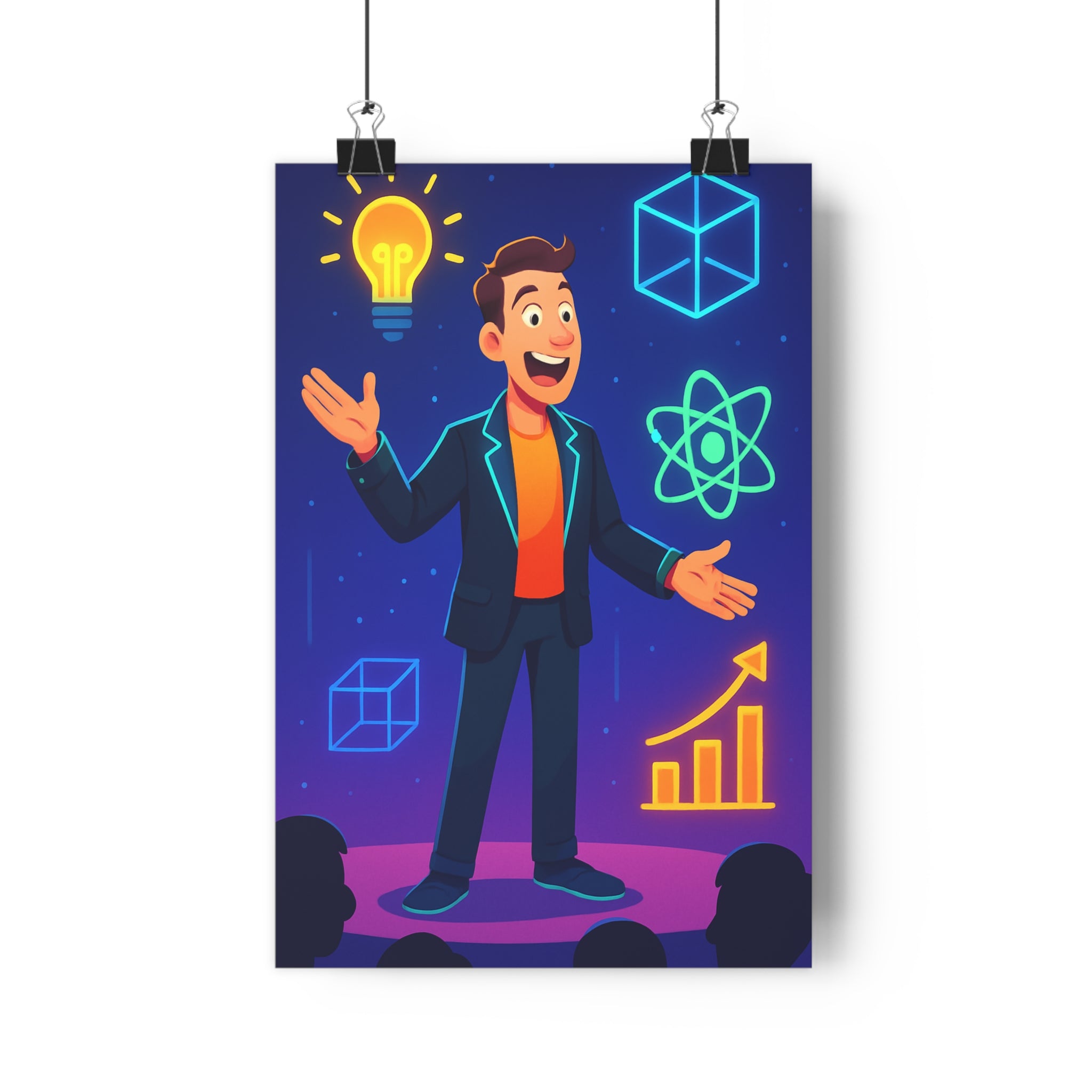 Poster décoratif minimaliste dynamique bleu orange vert moderne bureau inspiration idée concept lumineux qualité