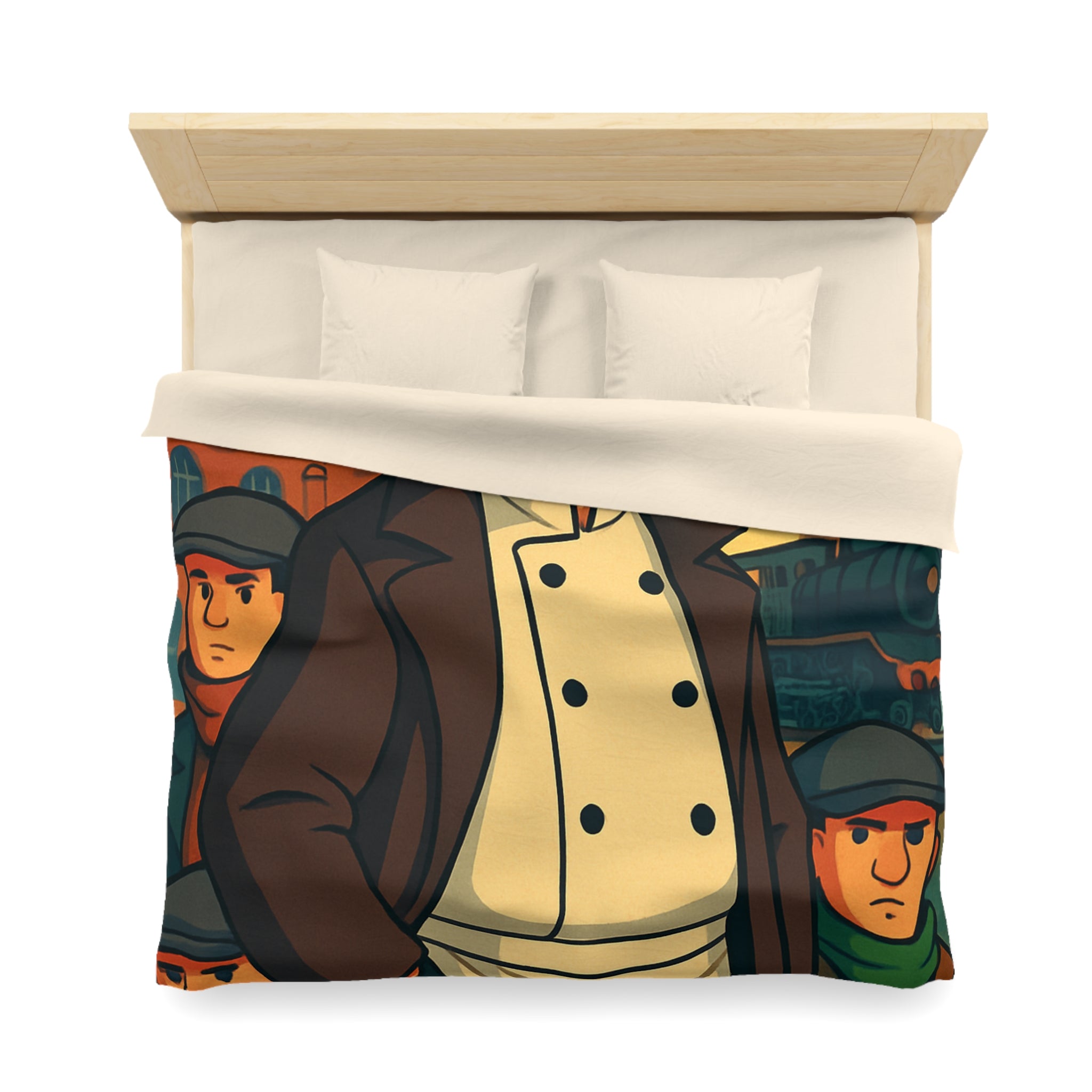 Housse de Couette Microfibre Motif Créatif Original Style Contemporain Chambre Élégante