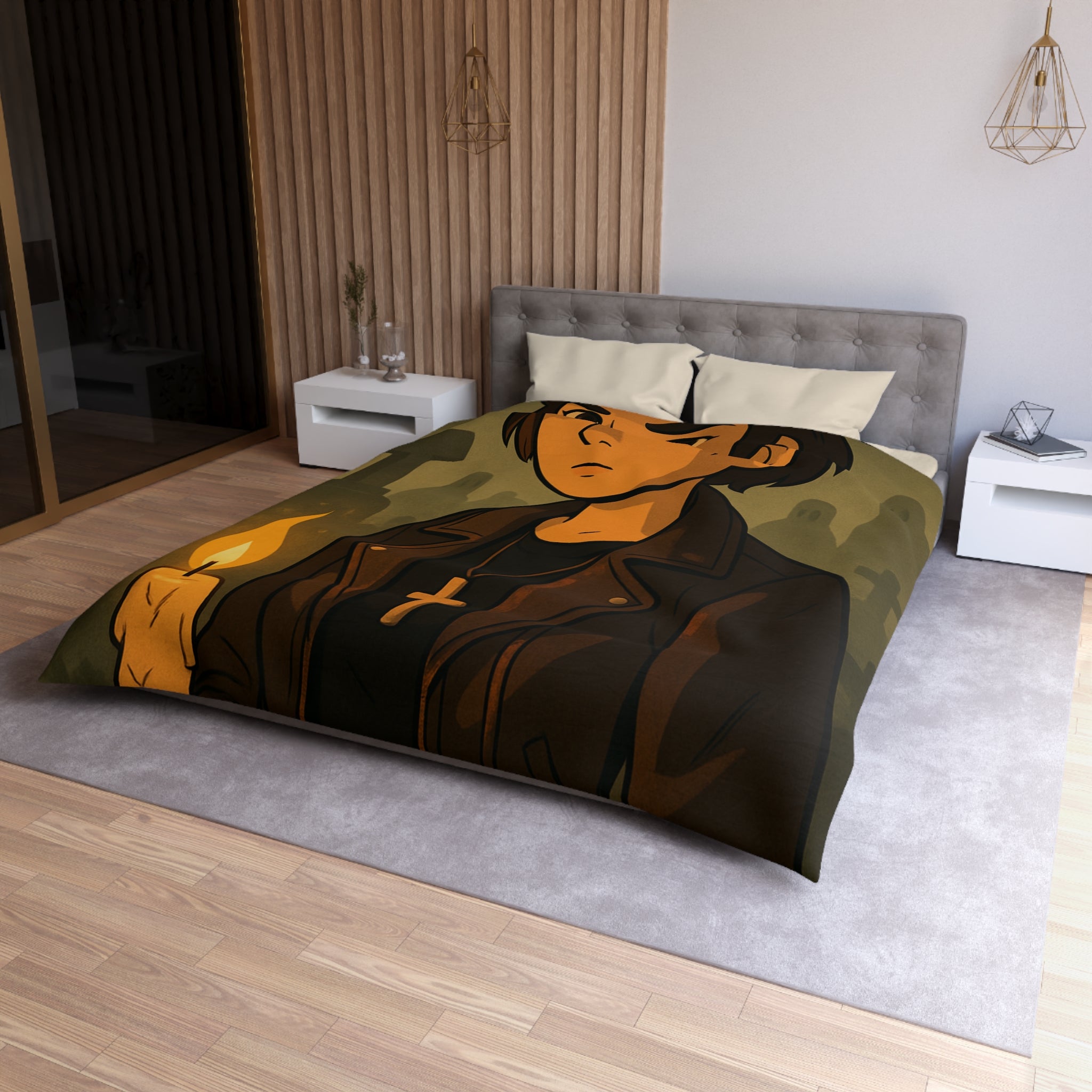 Housse de Couette Microfibre Design Artistique Moderne Décoration Chambre Confort Premium