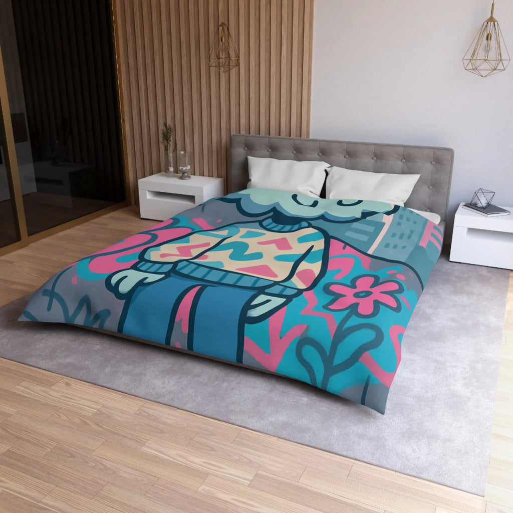 Housse de Couette Design Nuage et Street Art pour Chambre Fun et Colorée