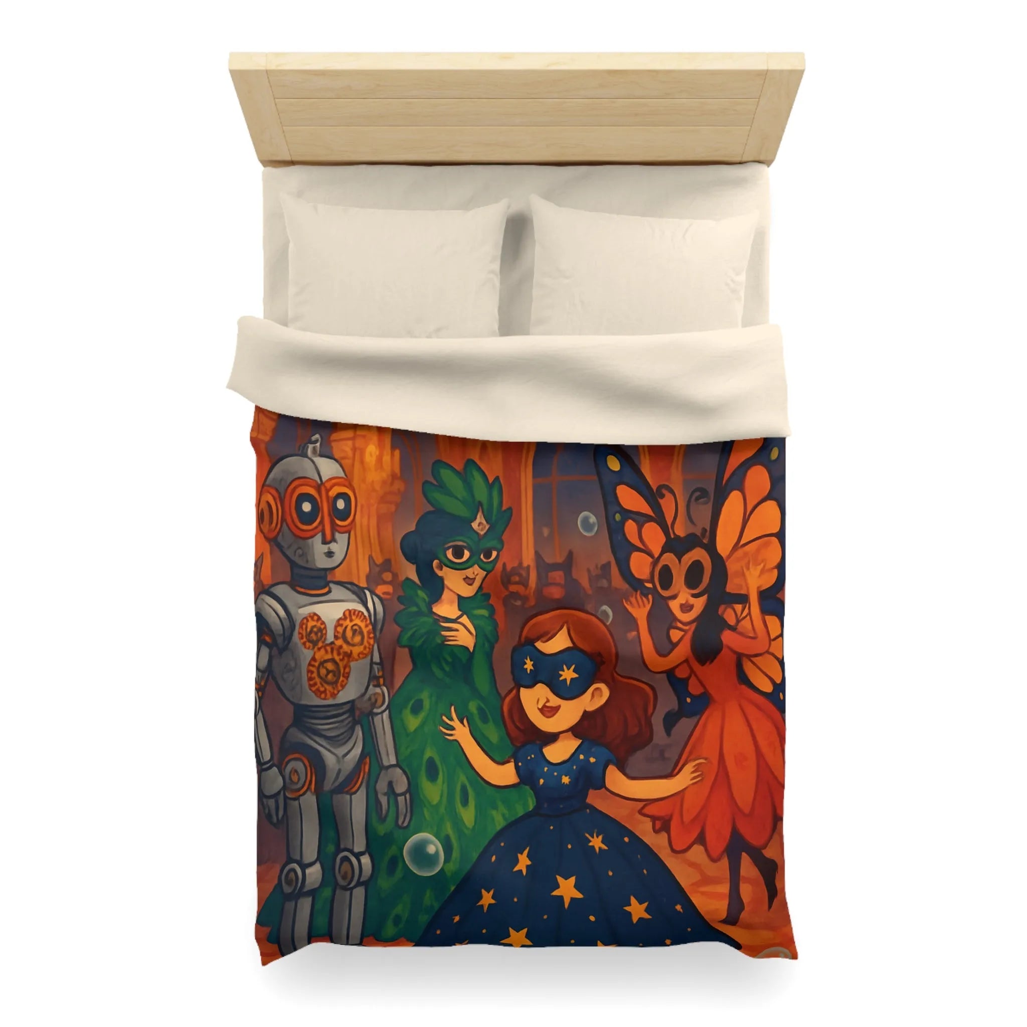 Housse de Couette Enchantée avec Robe de Bal Masquée et Ambiance Féérique Pour Enfants