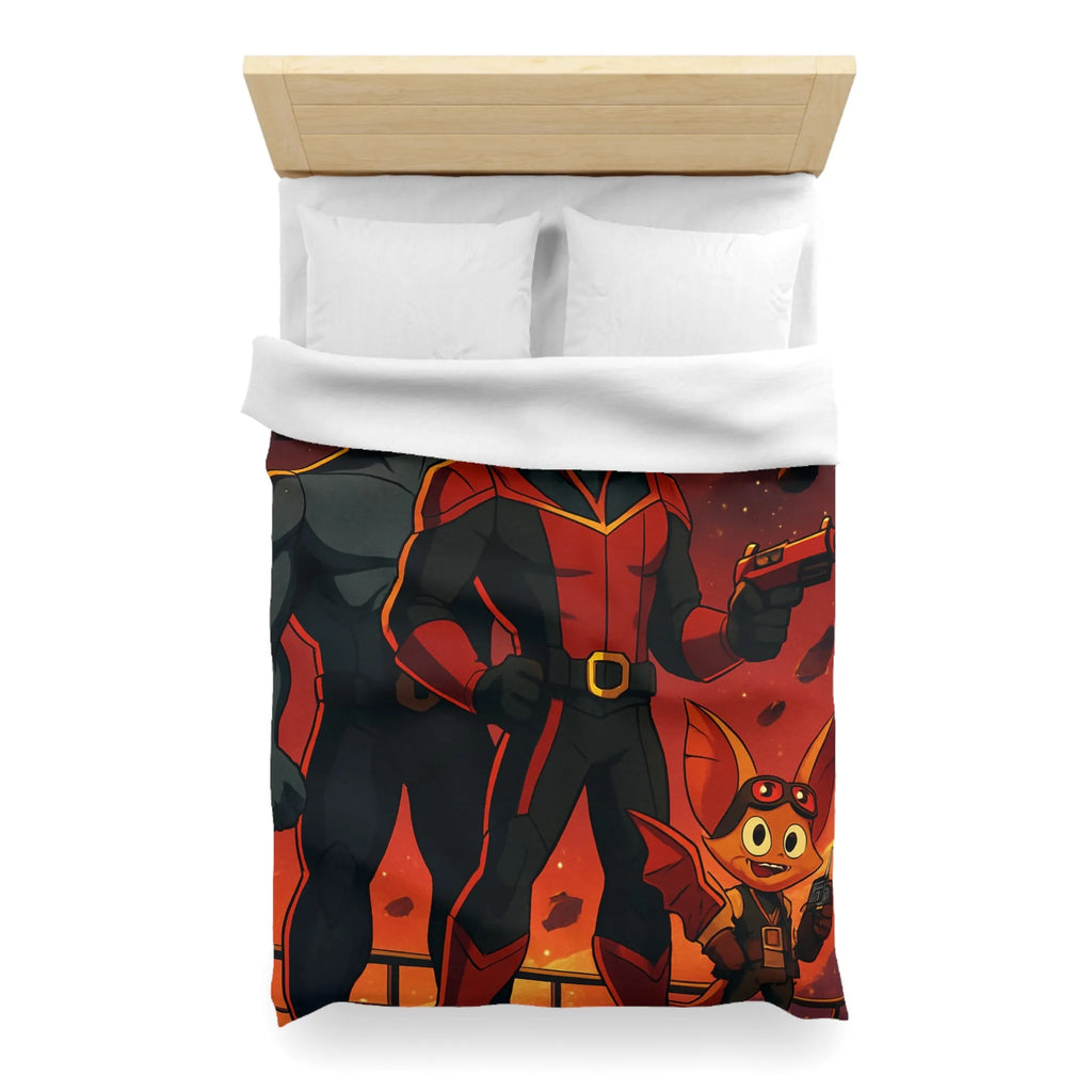 Housse de couette galactique avec héros cosmiques pour chambre d'enfant inspirante et colorée