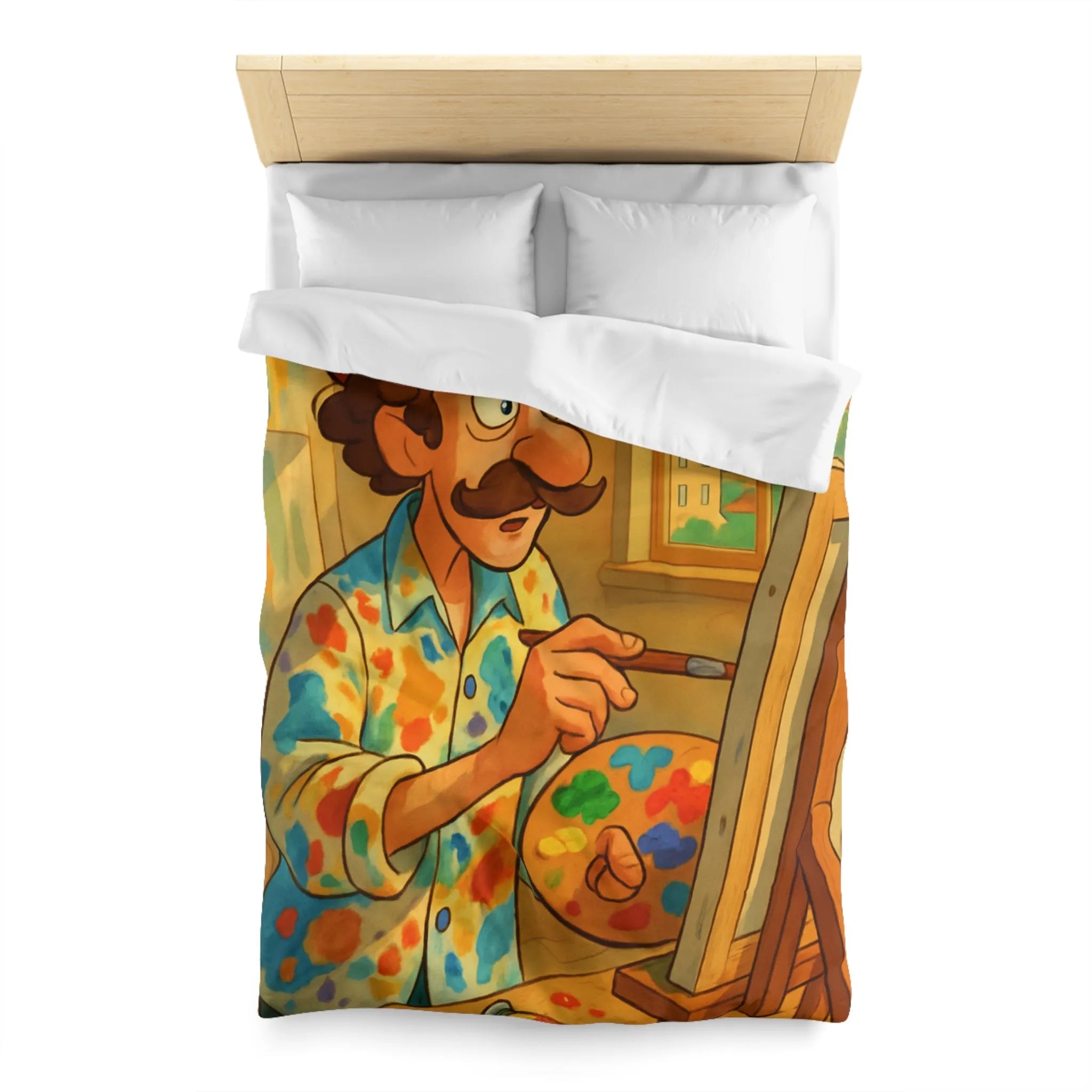 Housse De Couette Artiste Peintre Avec Palette Couleurs Pour Passionnés De Peinture Moderne