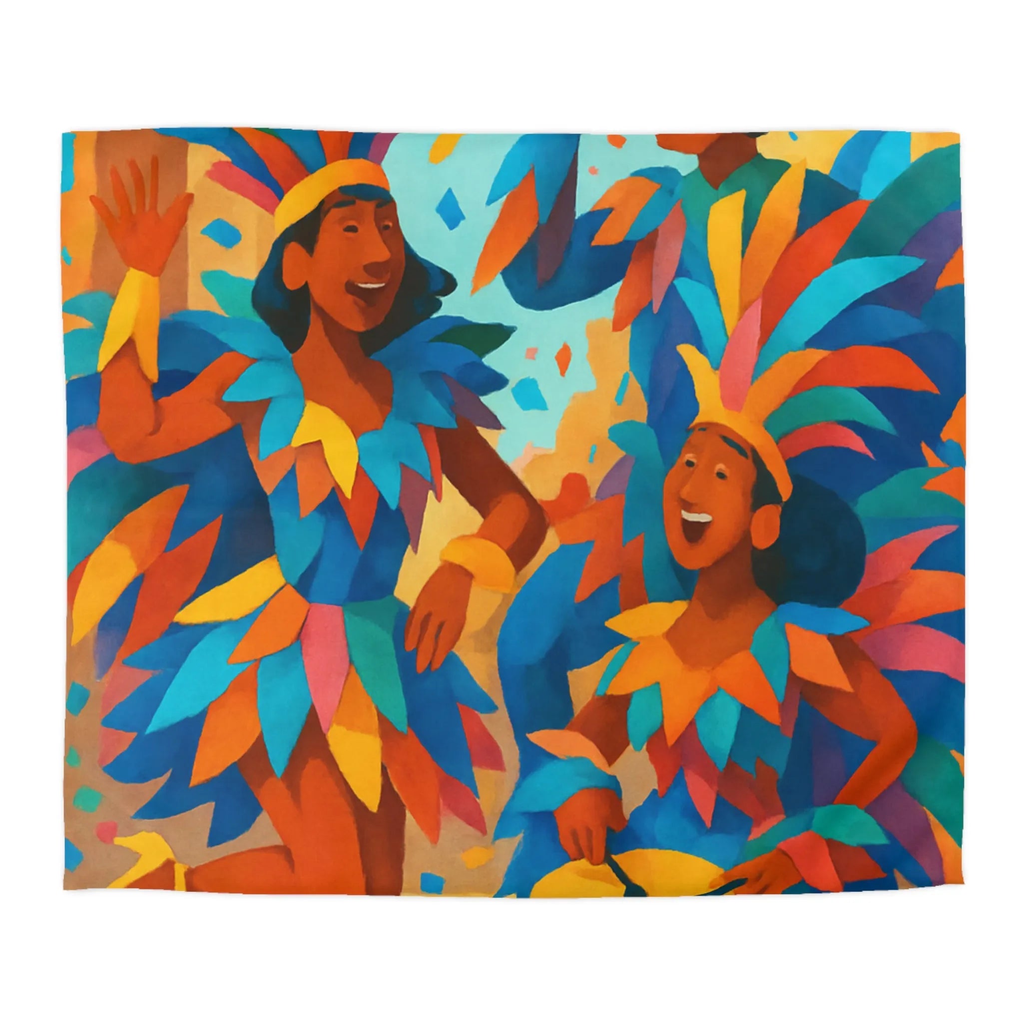 Housse de couette carnaval vibrante avec danseurs multicolores et ambiance festive éclatante