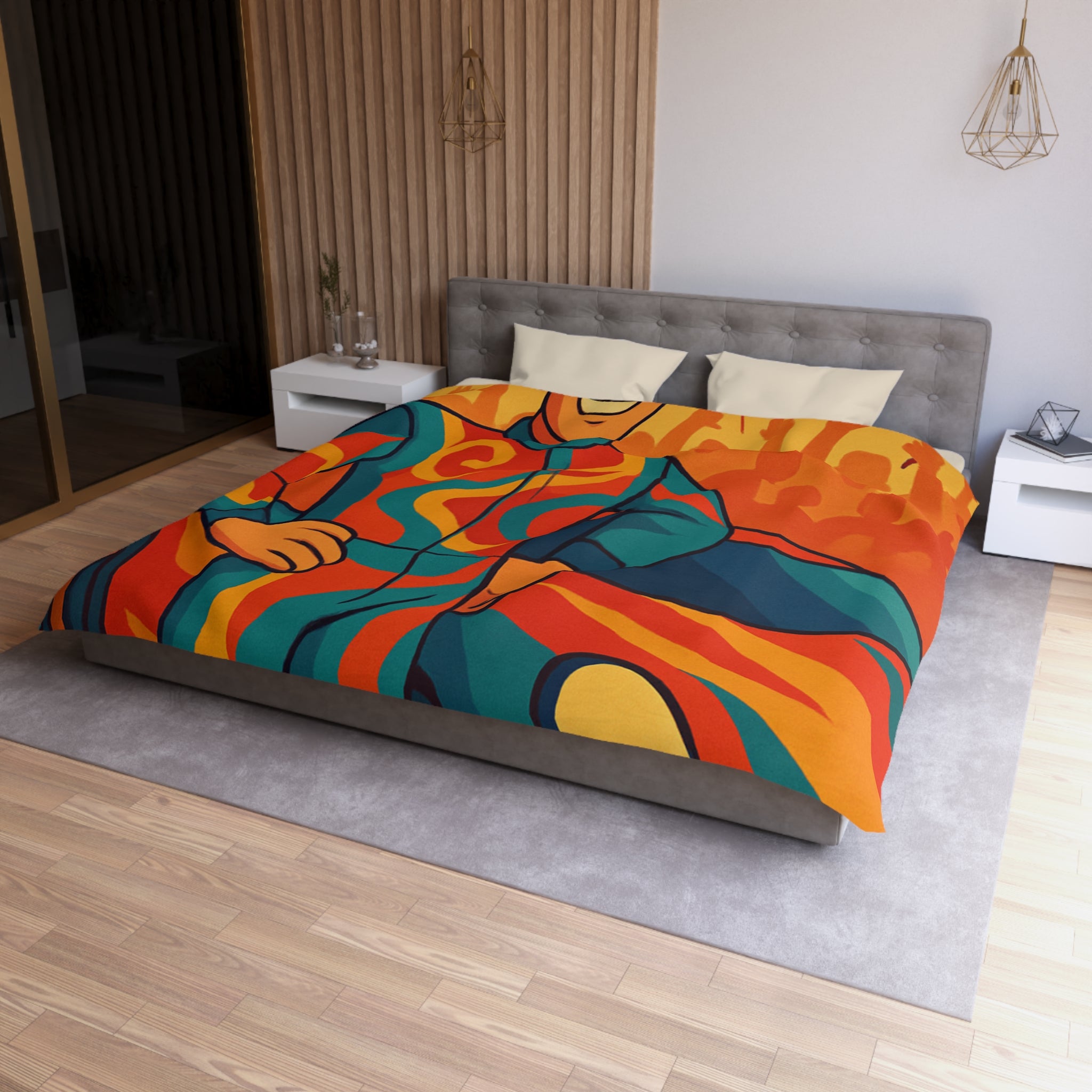 Housse de Couette Microfibre Illustration Unique Design Moderne Décoration Intérieure Raffinée