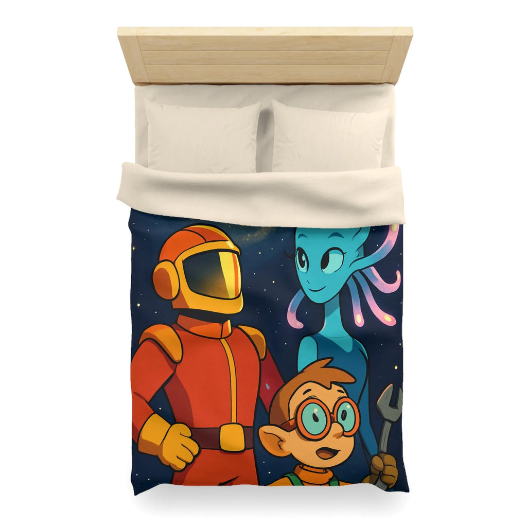 Housse Couette Galaxie : Astronaute, Extraterrestre et Enfant Brillant pour Chambre Cosy